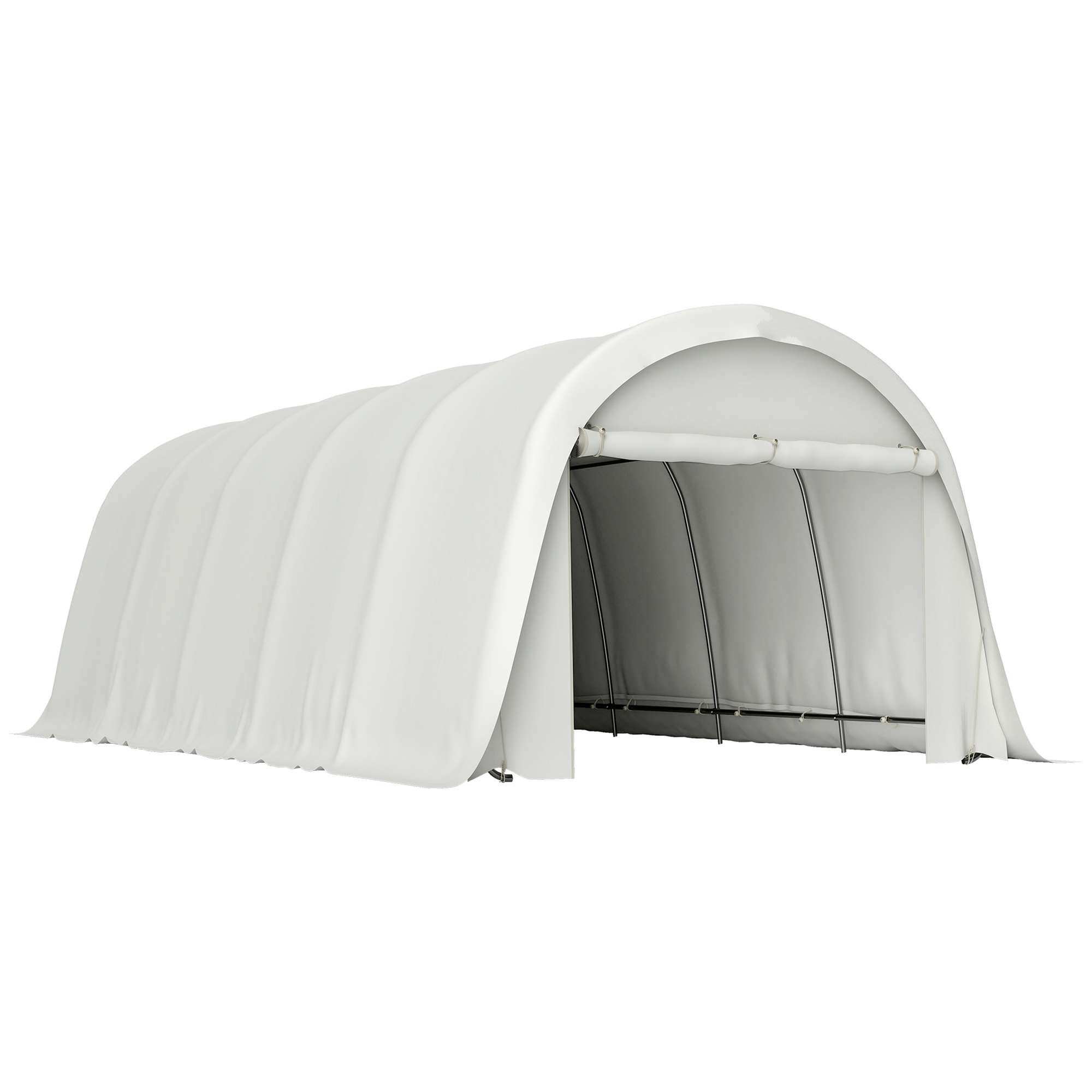 Outsunny Außen-Garage 3.6x7.2 m mit PE-Abdeckung, UV50+, Carport mit verzinktem Rahmen und Reißverschlusstür, Garagenzelt für SUV LKW Boot Motorrad Fahrrad, Creme   Aosom