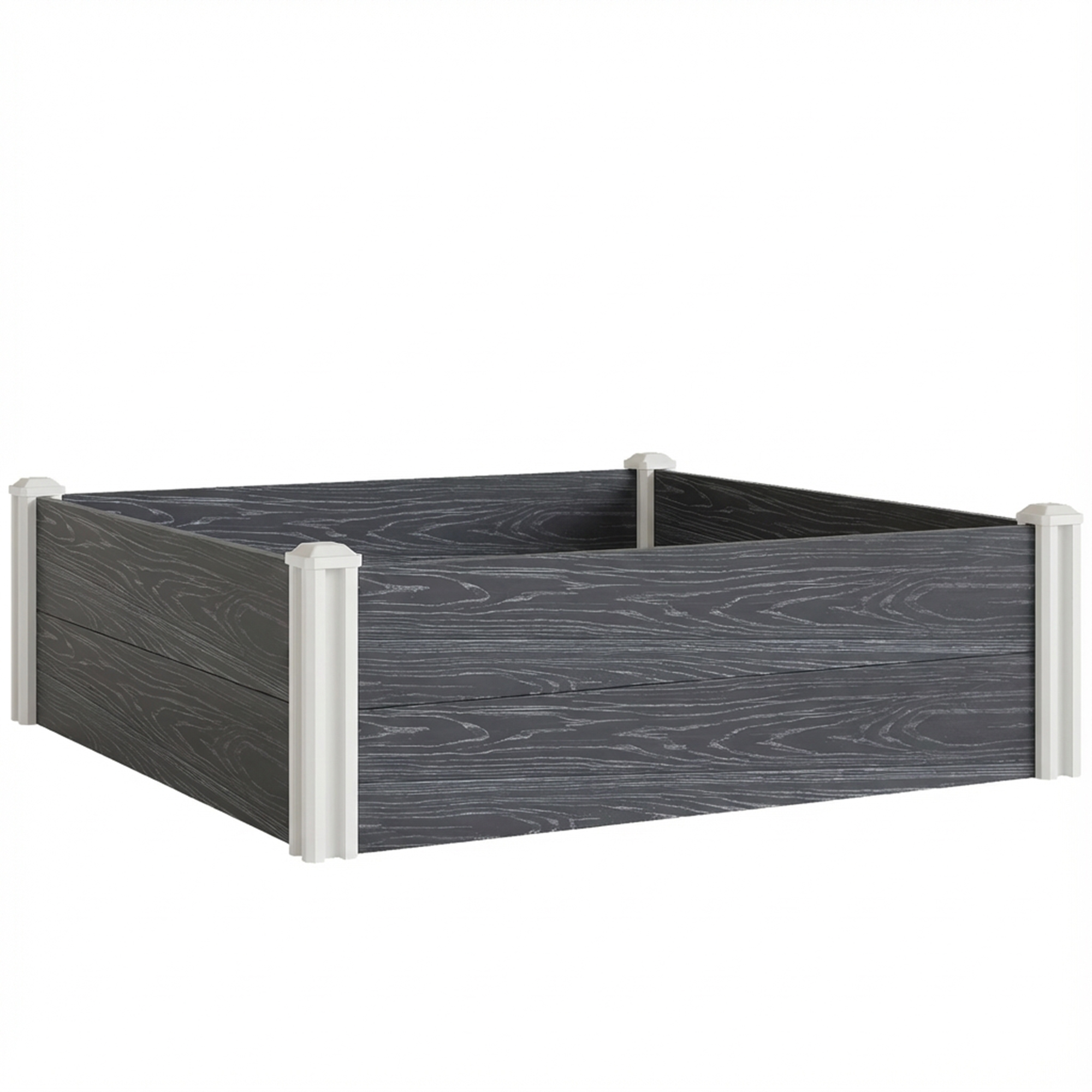 Outsunny Hochbeet aus Vinyl, 102x102x33 cm, modulares Steck-Set mit Steckfüßen und offenem Boden, Pflanzkasten/Hochbeet für Blumen, Kräuter und Gemüse, Dunkelgrau Aosom