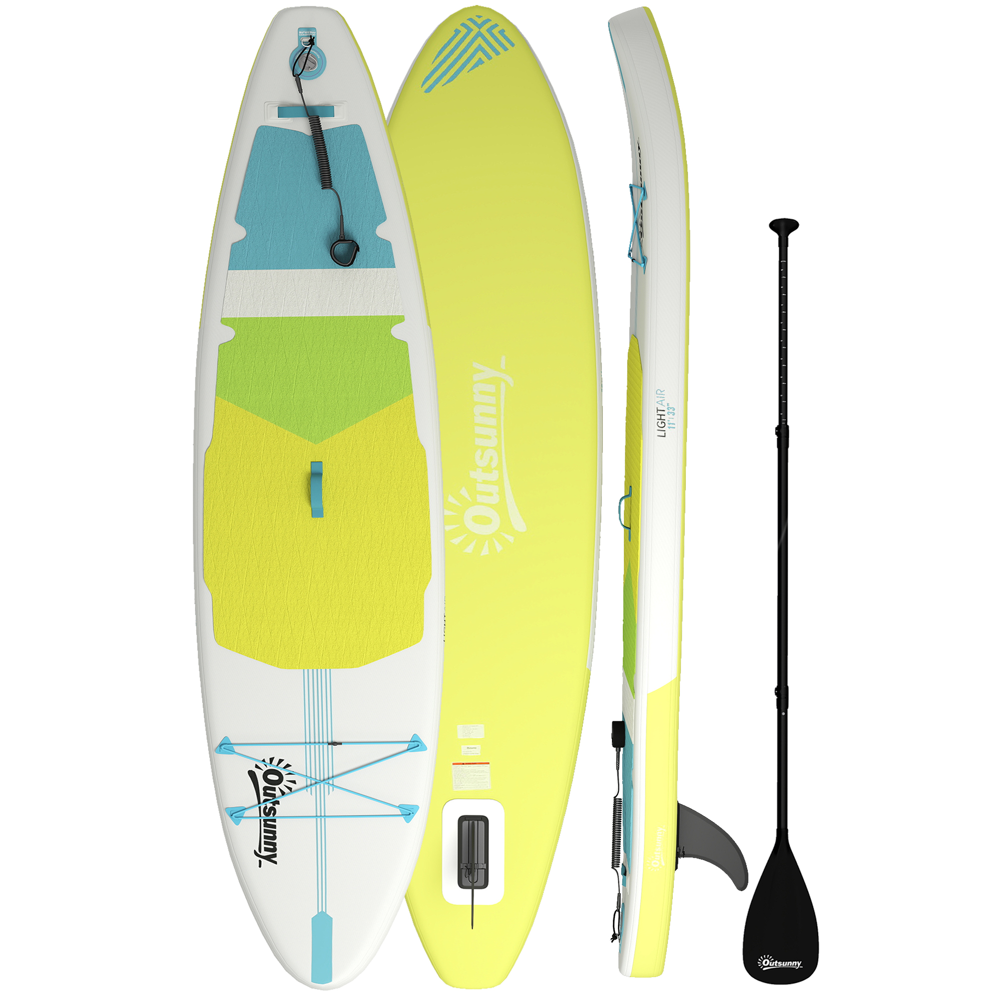 Outsunny Aufblasbares Paddleboard mit Zubehör, 320 cm, verstellbares Aluminiumpaddel, Finne, Stand-Up-Paddle-Board mit rutschfester EVA-Oberfläche, Pumpe und Rucksack, Traglast 160 kg, für Erwachsene   Aosom