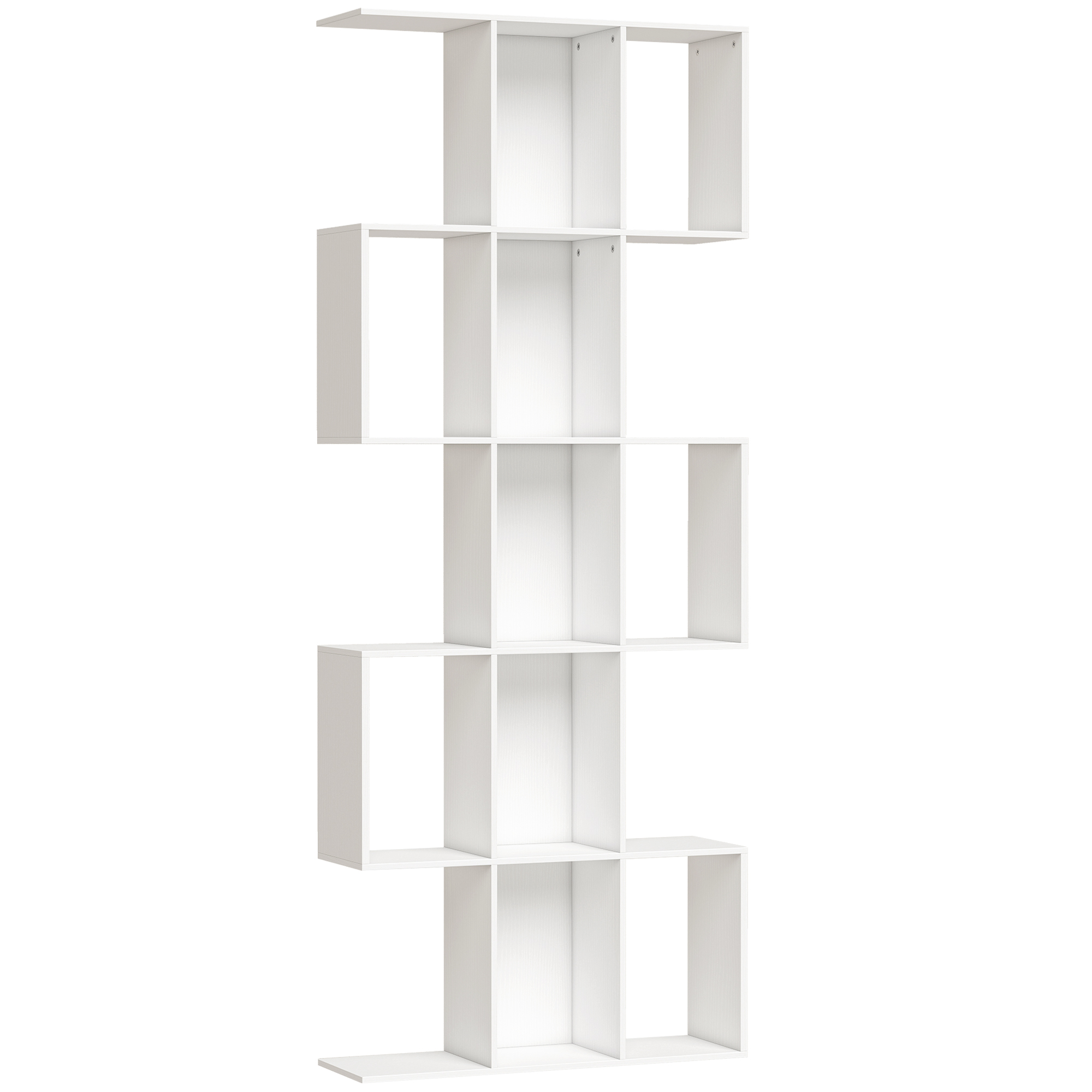 HOMCOM 5-stufiges Regal, schmales Bücherregal, S-förmiges Regal für Wohnzimmer, Schlafzimmer, Arbeitszimmer, Büro, 80x24x200 cm, Weiß Aosom