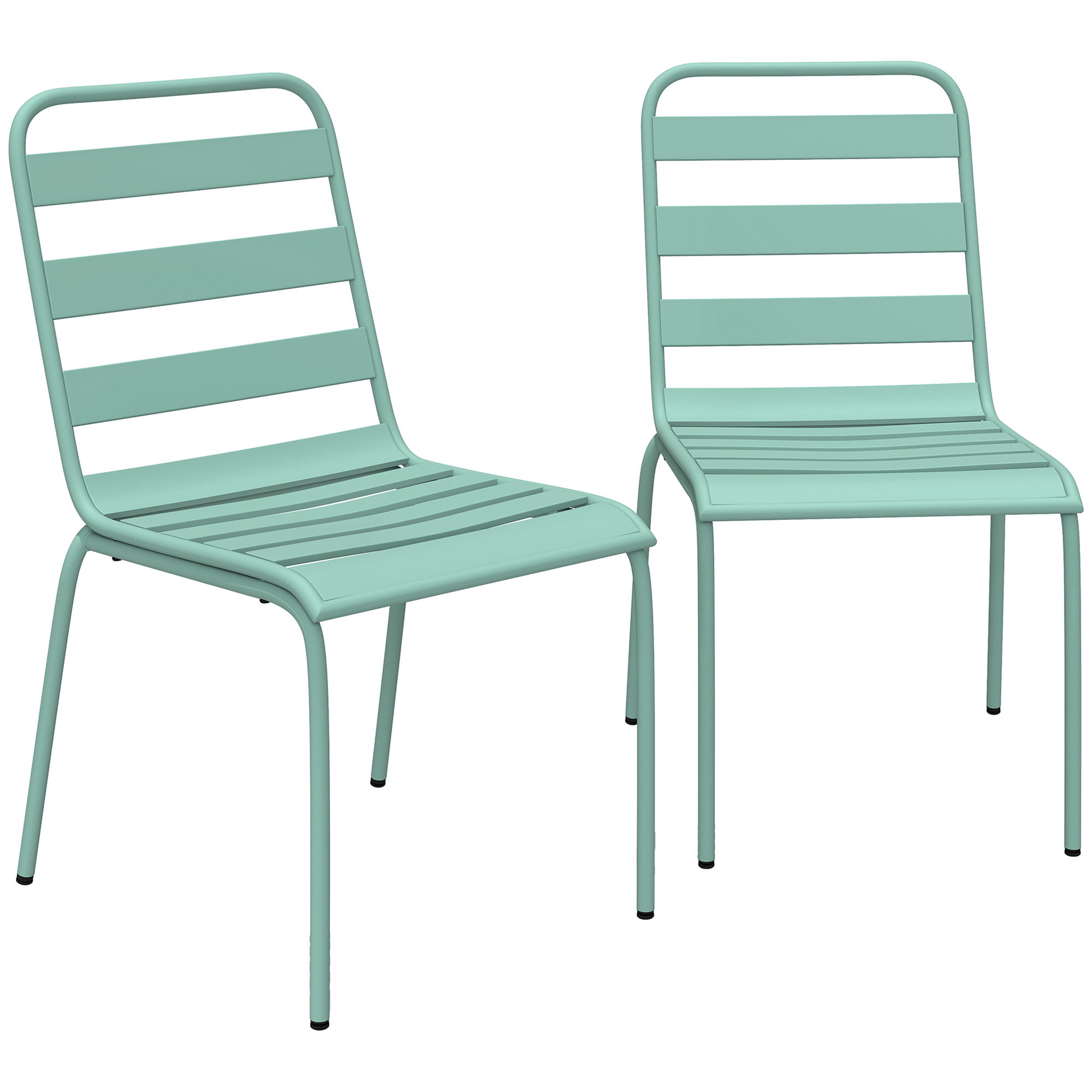 Outsunny 2er-Set Gartenstühle, stapelbare Metallstühle für Essbereich im Freien, Gartenmöbel für Terrasse, Balkon, Grün Aosom