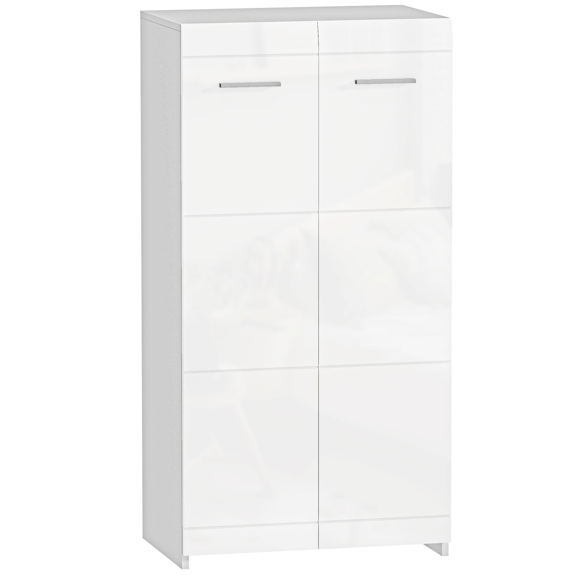HOMCOM Schuhschrank für 10 Paar, Hochglanz-Schuhschrank 5 Ebenen mit verstellbaren Einlegeböden, moderner Stil, Aufbewahrungsmöbel für Flur, Eingang, Ankleide, 55x36x108cm, weiß   Aosom