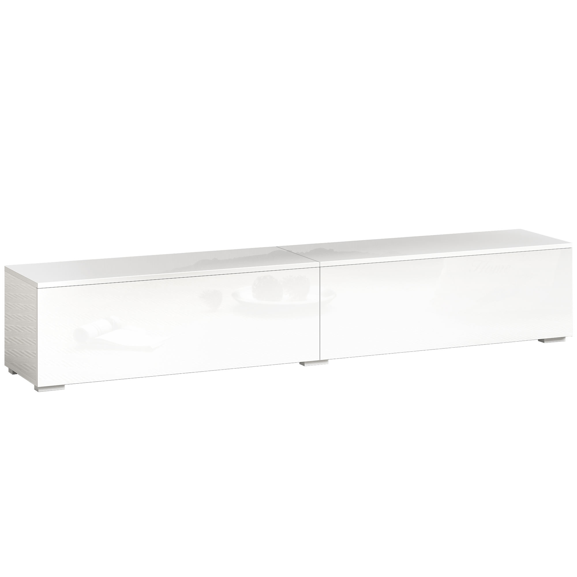 HOMCOM Wandhängendes TV-Board 180 cm für Fernseher bis 190,5 cm, modernes TV-Möbel mit Push-to-Open-Türen und Kabeldurchlässen, Wand-Mediaconsole, Hochglanzweiß   Aosom