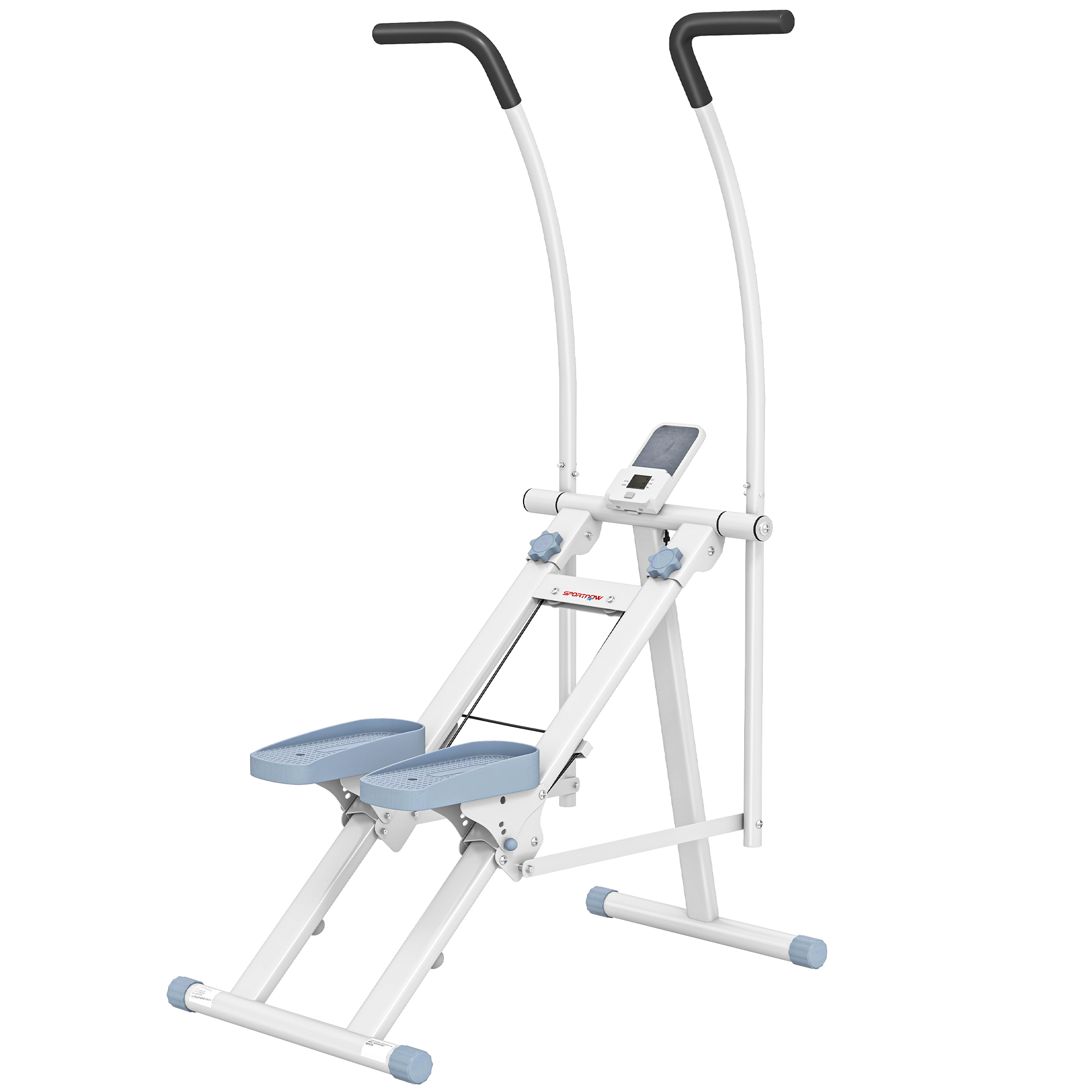 SPORTNOW klappbarer Treppenstepper Climber Stairmaster für Heim-Fitness, vertikale Trainingsmaschine mit verstellbaren Pedalen und LCD-Display, kompakter Stepper, weiß Aosom