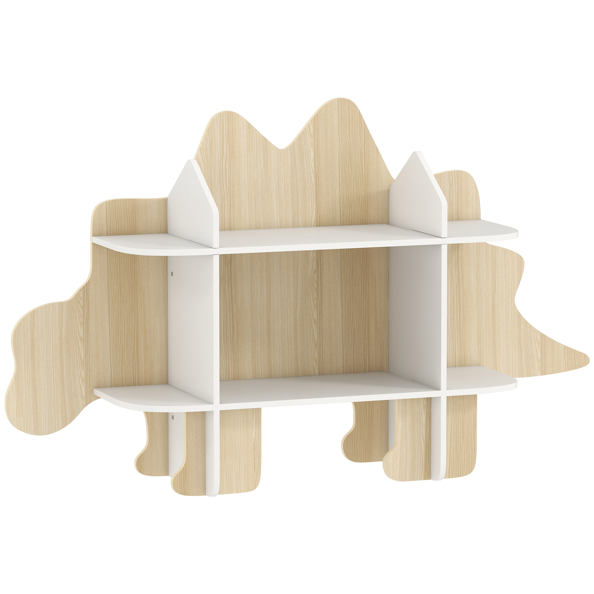 AIYAPLAY Kinderregal im Dinosaurier-Design, Aufbewahrungsmöbel für Spielzeug und Bücher, mit 6 Fächern, 72,2 cm Höhe, für Kinderzimmer oder Spielzimmer, Naturholz   Aosom