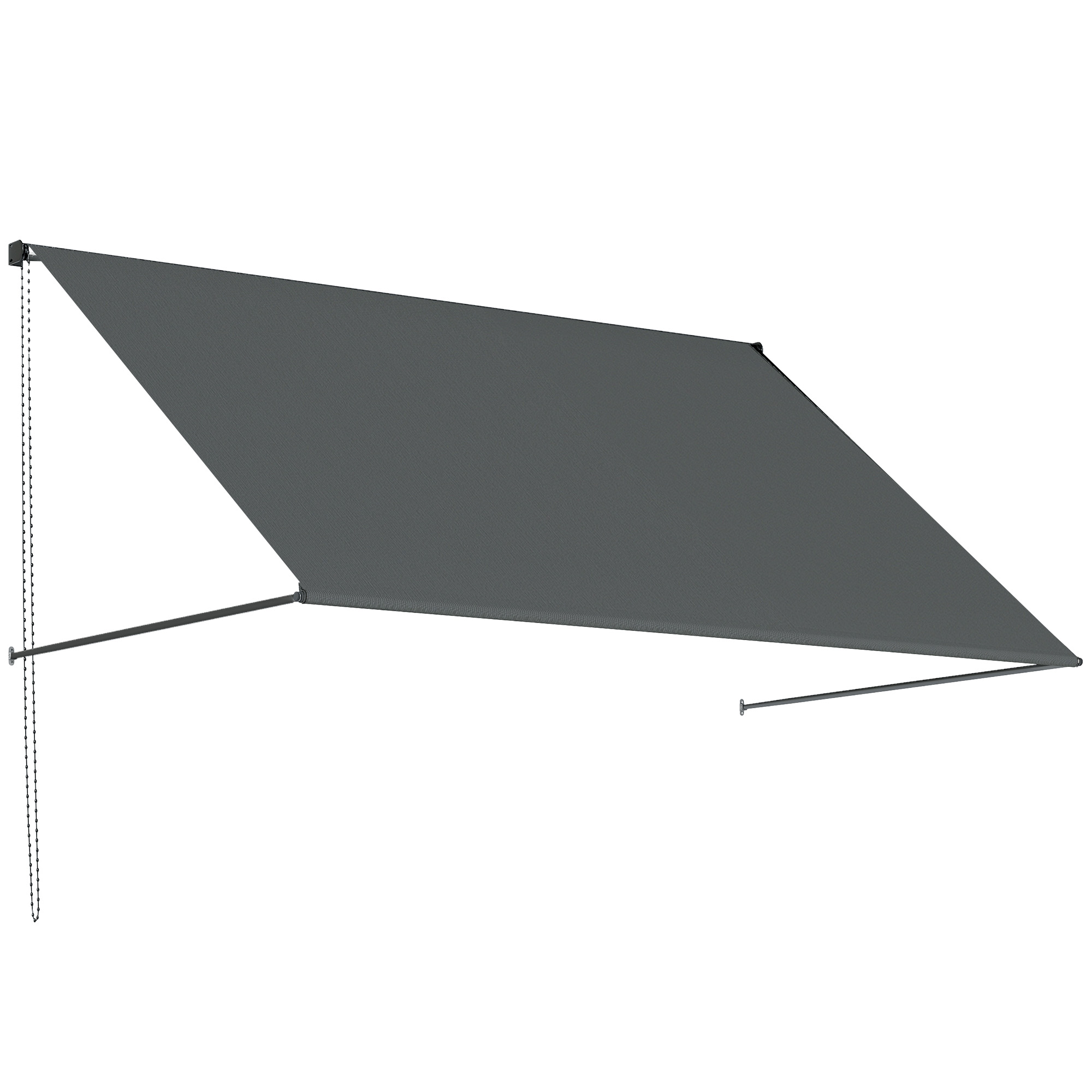 Outsunny manuelle Markise einziehbares Vordach verstellbare Neigung 195 x 120 cm UV-Schutz Aluminium Polyester dunkelgrau   Aosom