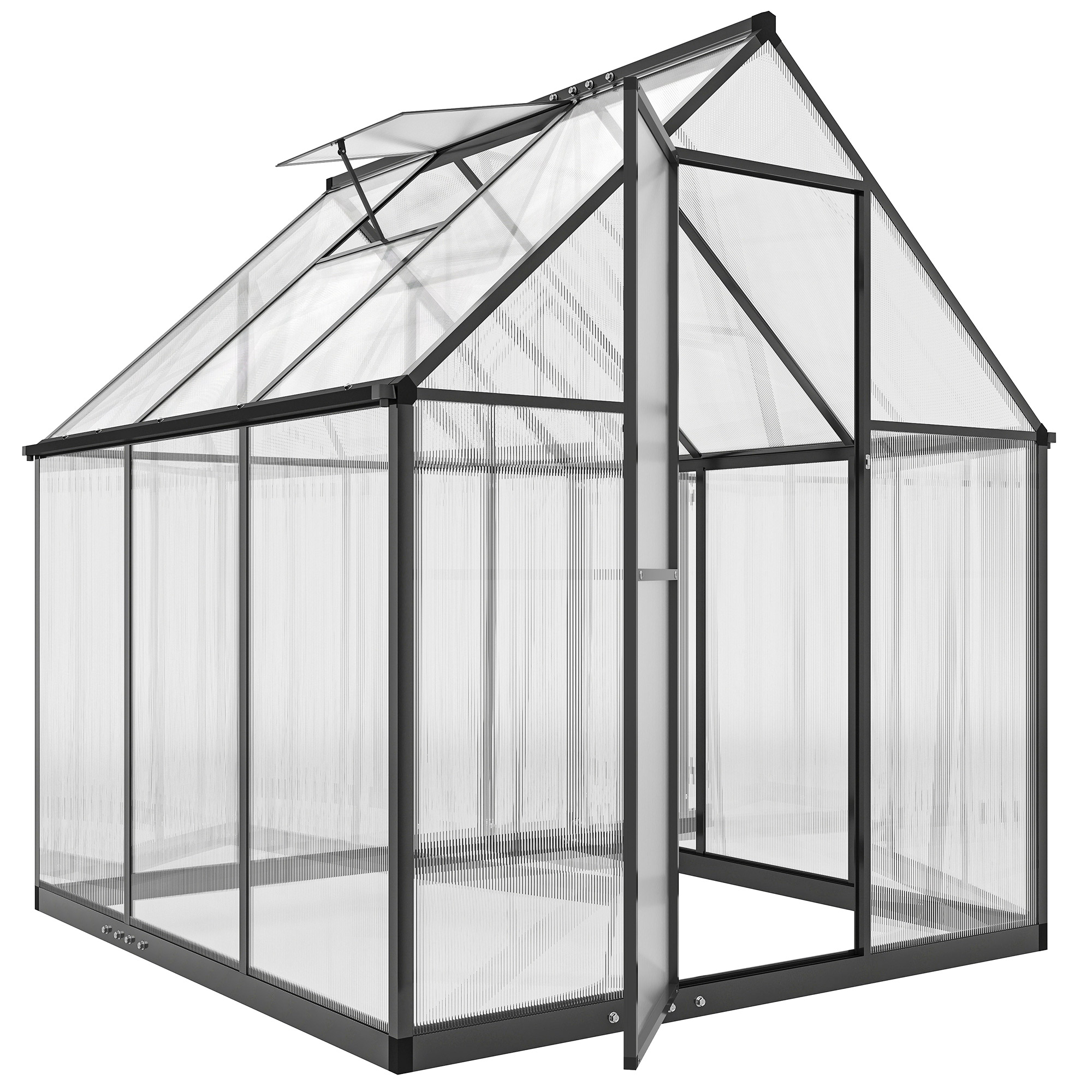 Outsunny Gewächshaus aus Aluminium mit Polycarbonat 3 m² 178x168cm, Gewächshaus mit verstellbarem Fenster und Flügeltür, wetterbeständiger Außenschutz für Pflanzen, Blumen, Gemüsegarten und Anzucht, transparent   Aosom