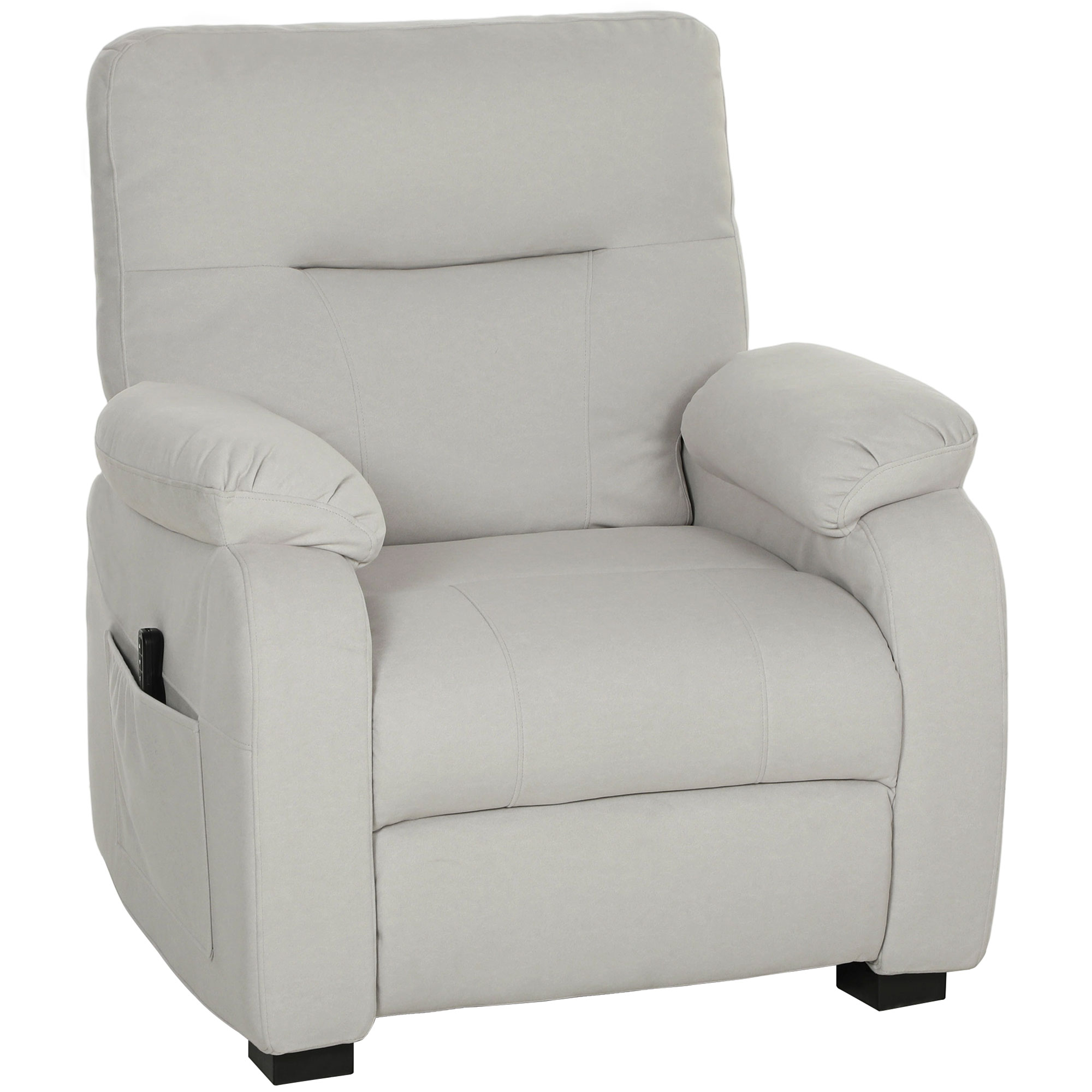 HOMCOM Elektrischer Relaxsessel, verstellbarer Sessel mit USB-Anschluss, Fußstütze, breite Sitzfläche, Seitentaschen, Fernbedienung, leiser Motor, 2 speicherbare Positionen, für Schlafzimmer Wohnzimmer Heimkino, Creme   Aosom