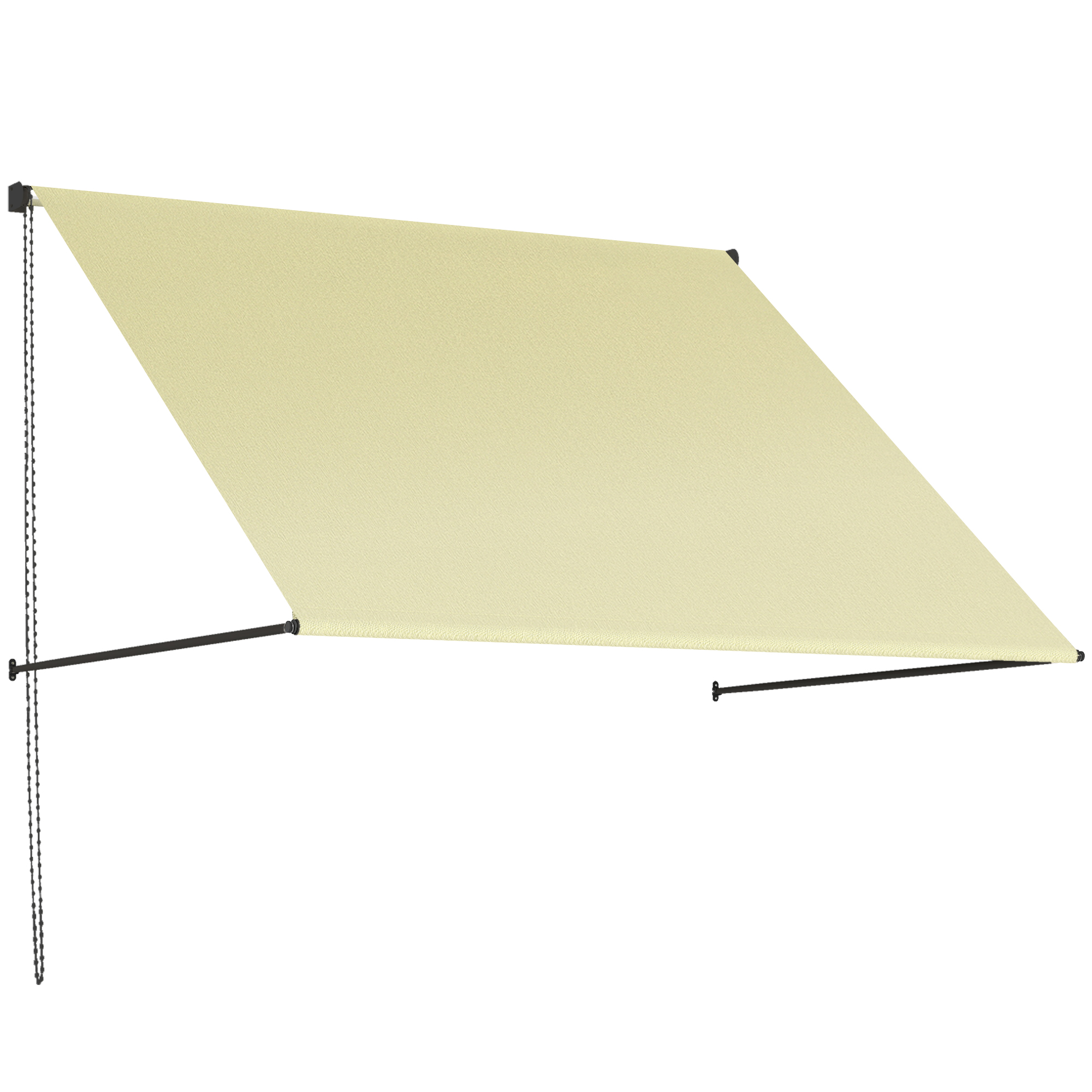 Outsunny Manuelle Markise Einziehbare Markise Verstellbare Neigung 150 x 116 cm UV-Schutz Aluminium Polyester Creme   Aosom