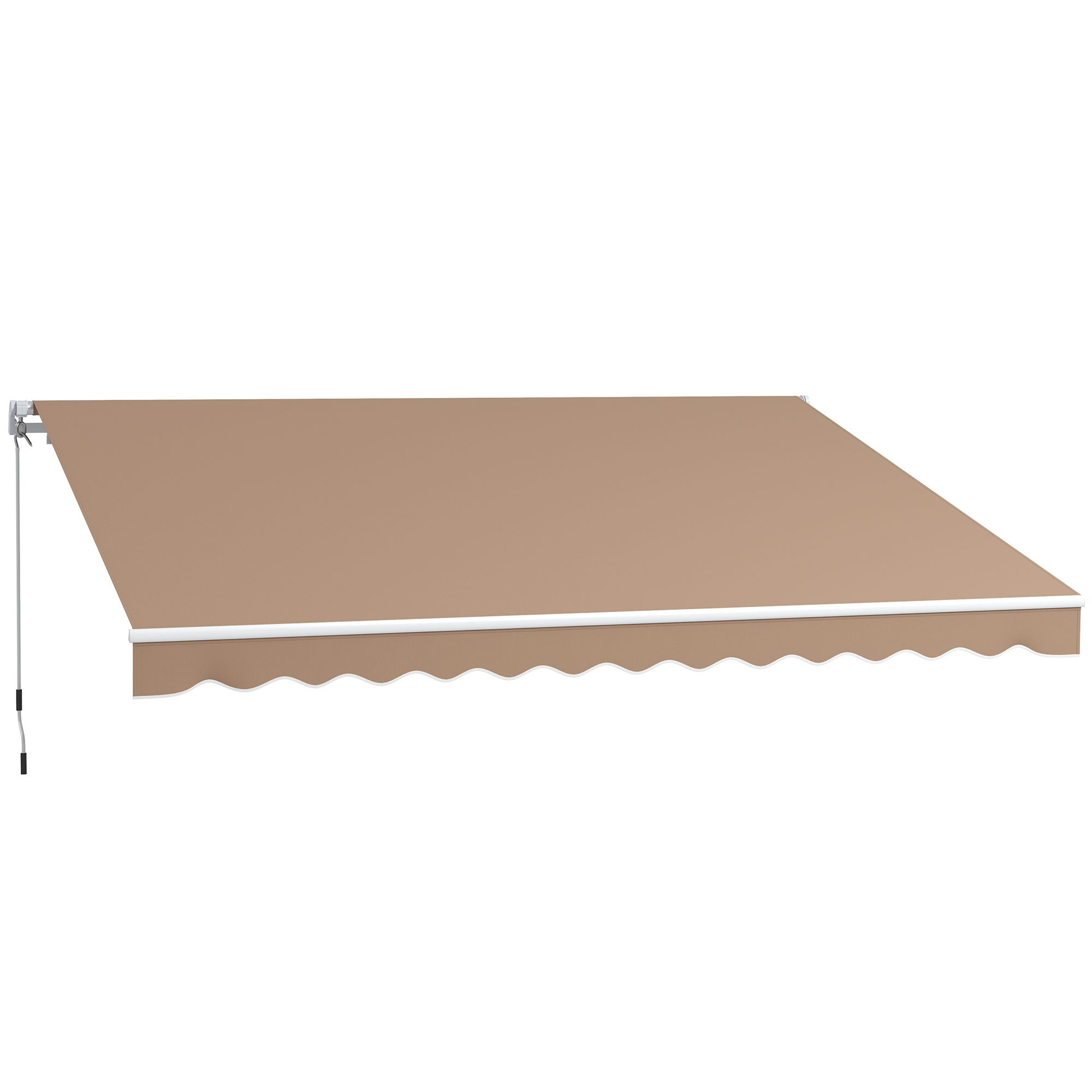Outsunny Markise 3,5x2,5 m mit Aufrollarm, außenliegende Kurbelmarkise aus Aluminium und Polyestergewebe, für Tür und Fenster, 280 g/m², UV30+, Braun   Aosom