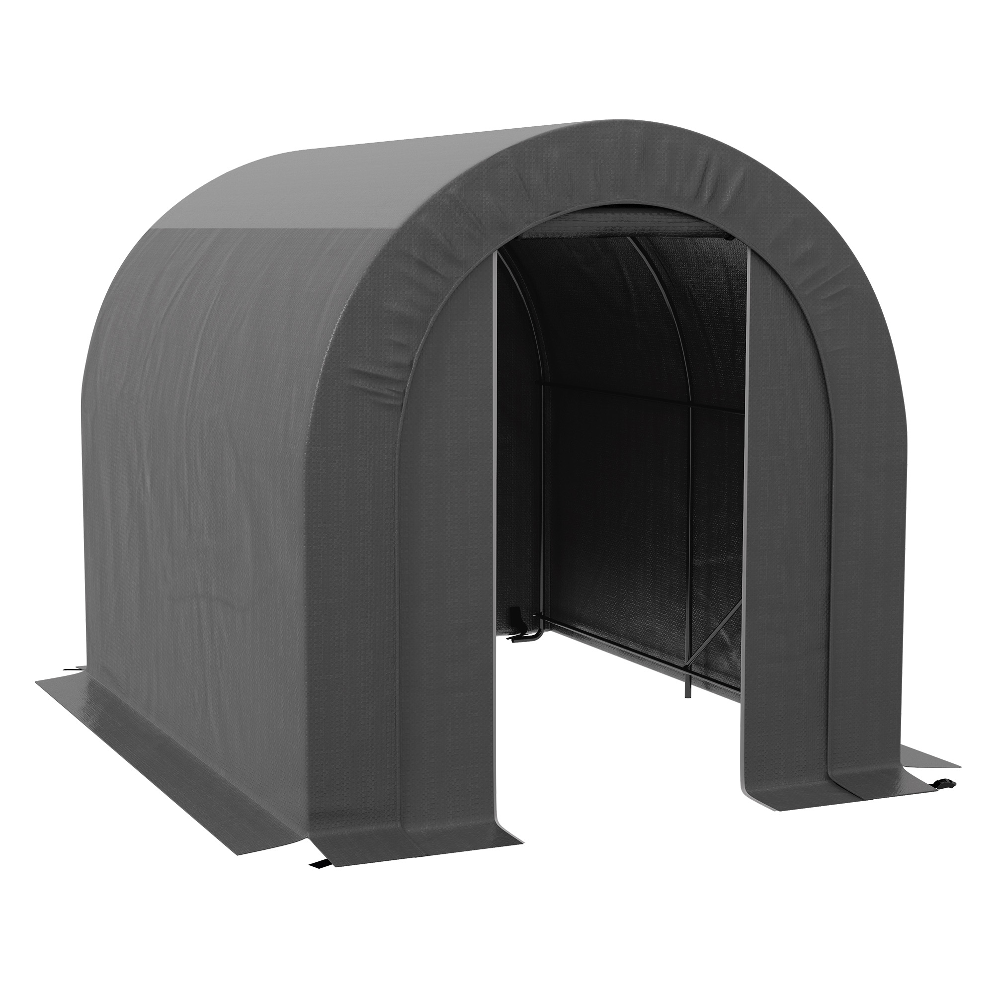 Outsunny Garten-Aufbewahrungszelt Außen-Aufbewahrung Fahrradgarage PE-Plane verzinkter Metallrahmen 2,4 x 1,8 x 1,9 m dunkelgrau   Aosom