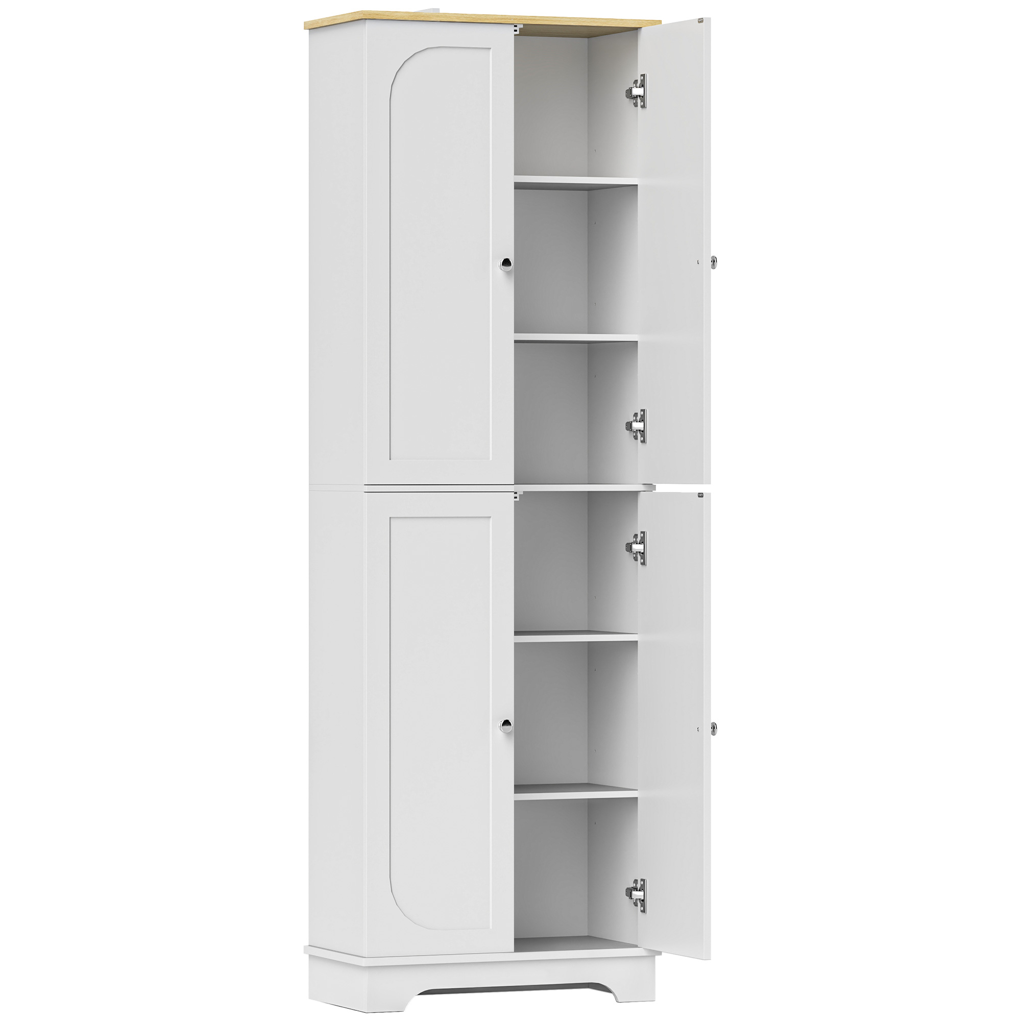 HOMCOM Hoher Küchenschrank, Küchenmöbel mit 4 Türen, verstellbare Einlegeböden, für Esszimmer, Wohnzimmer, Weiß, 60x30x183 cm   Aosom