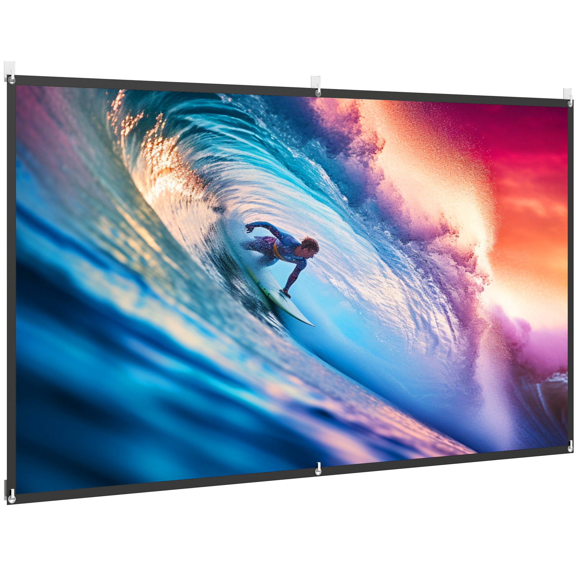 HOMCOM Projektionsleinwand 254 cm 4K/8K HD Format 16:9, manuell höhenverstellbar, waschbare Leinwand, 160° Weitwinkel, für Zuhause, Heimkino, Kino, Büro, Weiß Aosom