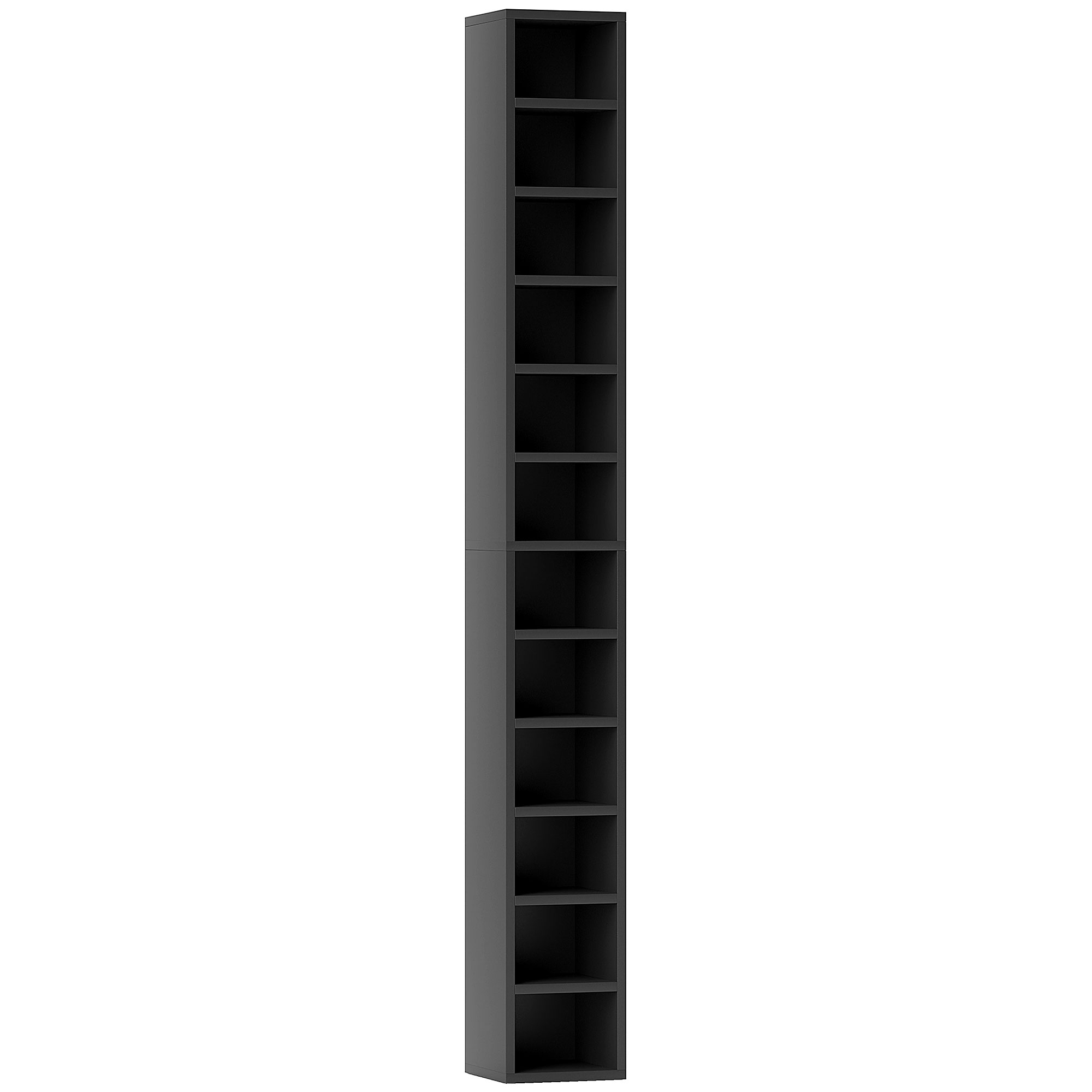 HOMCOM CD- und DVD-Aufbewahrung, Säulenregal mit 12 Fächern, bis zu 204 CD, 21 x 20 x 175 cm, schwarz   Aosom