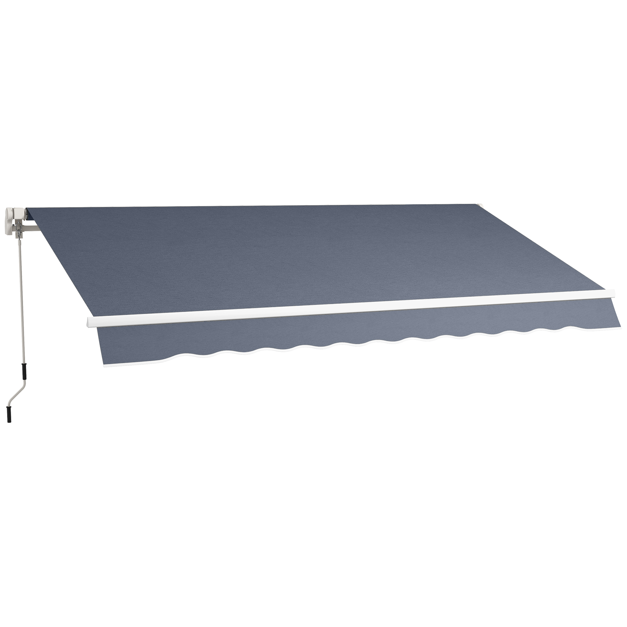 Outsunny Markise 3.6x2.5 m mit aufrollbarem Arm, Kurbelmarkise aus Aluminium und Polyestergewebe, UV-Schutz, für Garten, Balkon, Türen, Fenster, Dunkelgrau   Aosom
