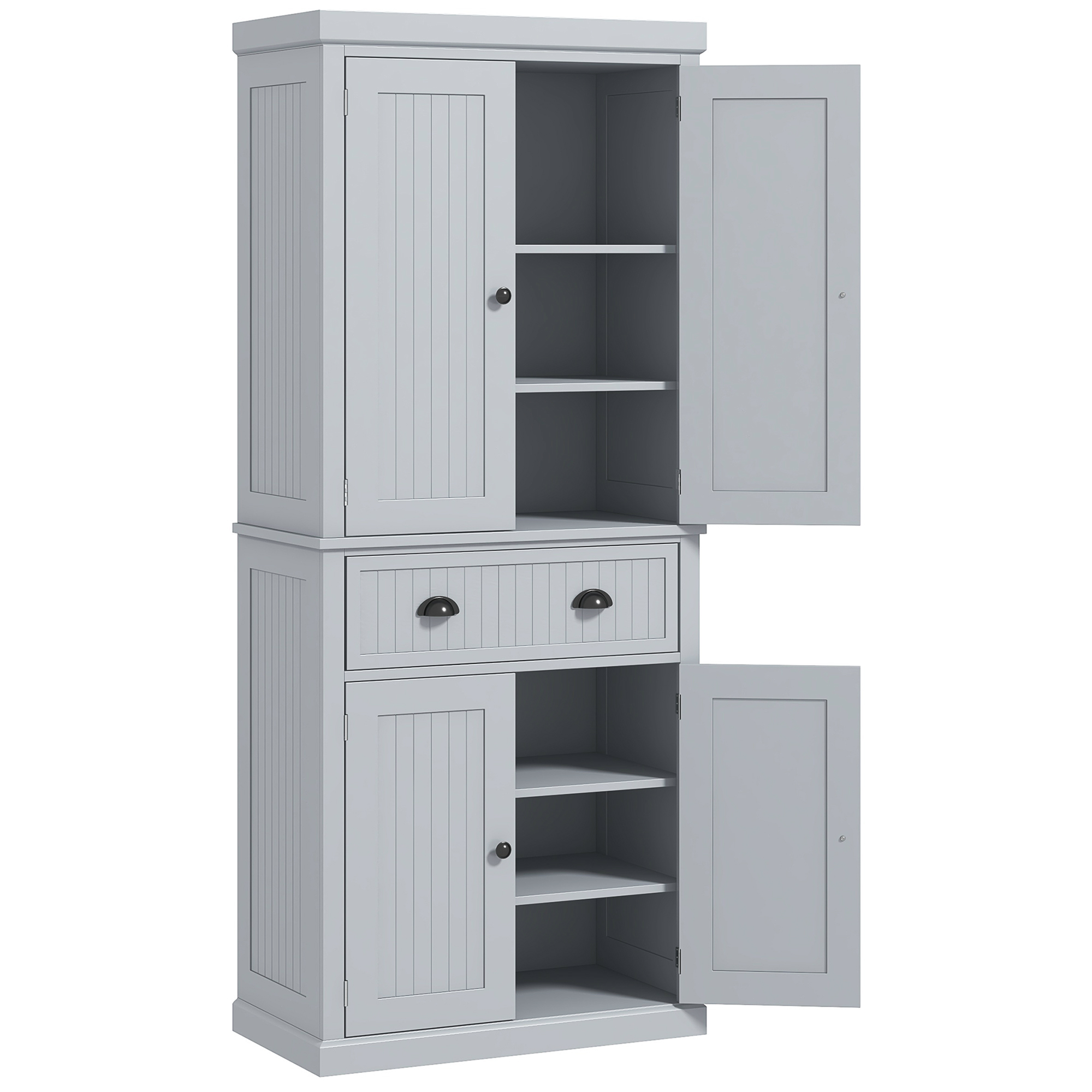 HOMCOM Küchenschrank Buffet im modernen Stil mit Schranktüren, höhenverstellbaren Einlegeböden und Schublade, Aufbewahrungsmöbel für Esszimmer, Wohnzimmer, 76,2 x 40,2 x 183 cm, grau   Aosom