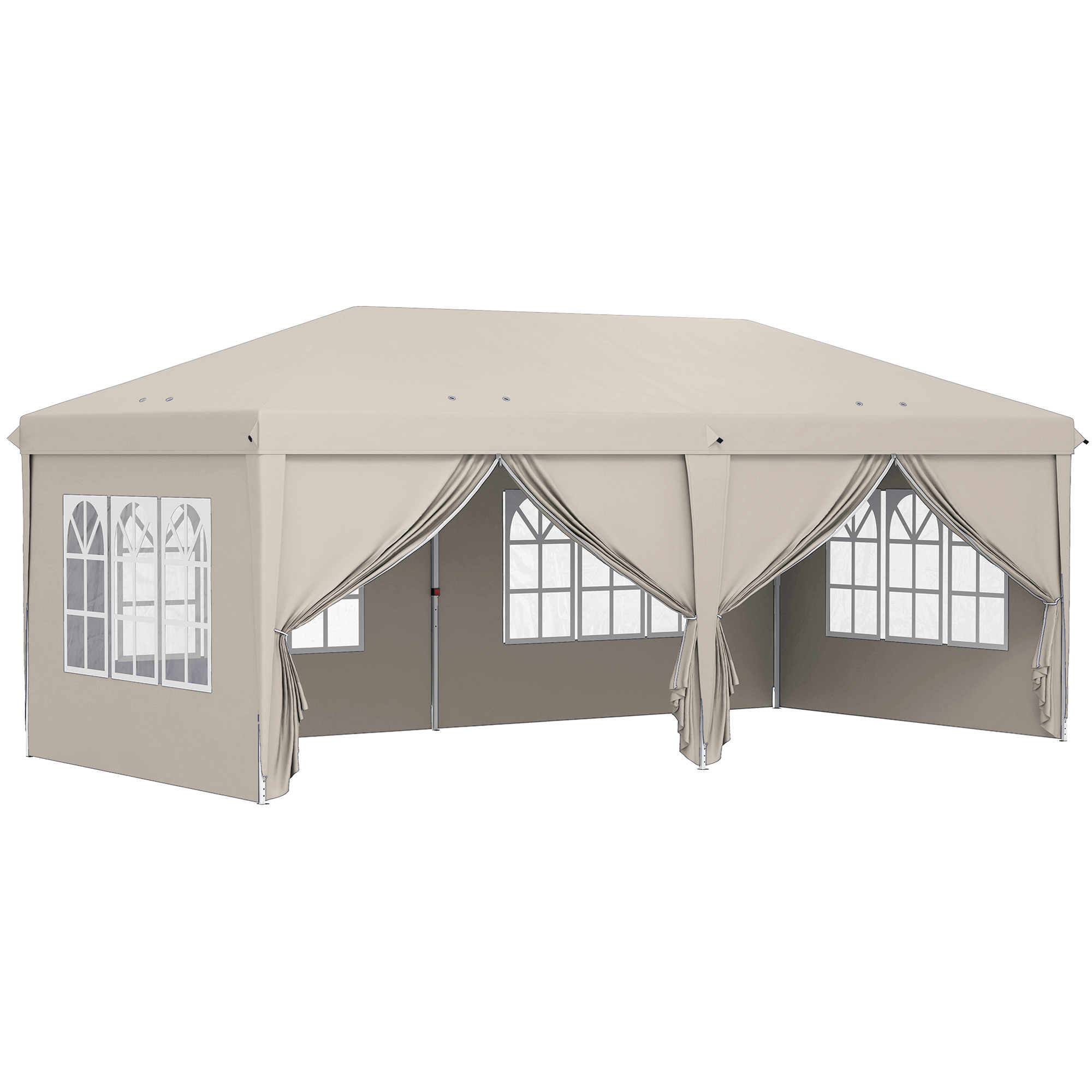 Outsunny Gartenpavillon 6x3m Faltpavillon Wasserdicht mit UV-Schutz-Seitenwänden Höhenverstellbar Empfangszelt mit Tragetasche Einfache Montage beige   Aosom