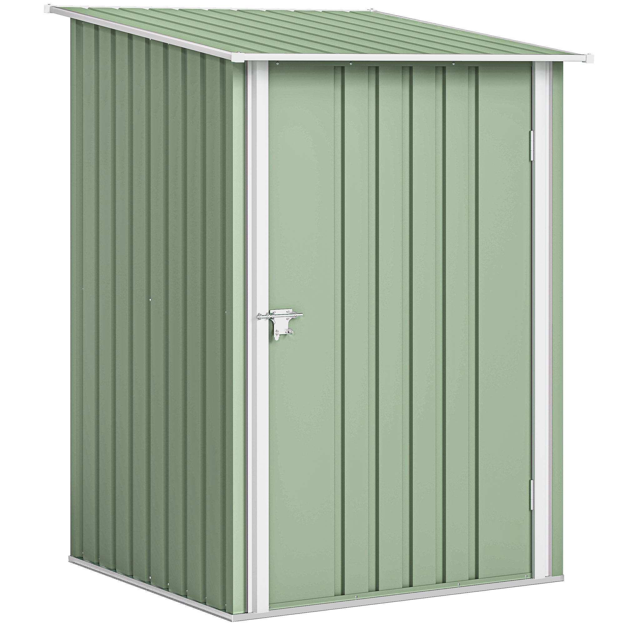 Outsunny Gartenhaus 0.92 m² aus verzinktem Stahl, Geräteschuppen mit verriegelbarer Tür, Schrägdach, 100x104x160 cm, Hellgrün   Aosom