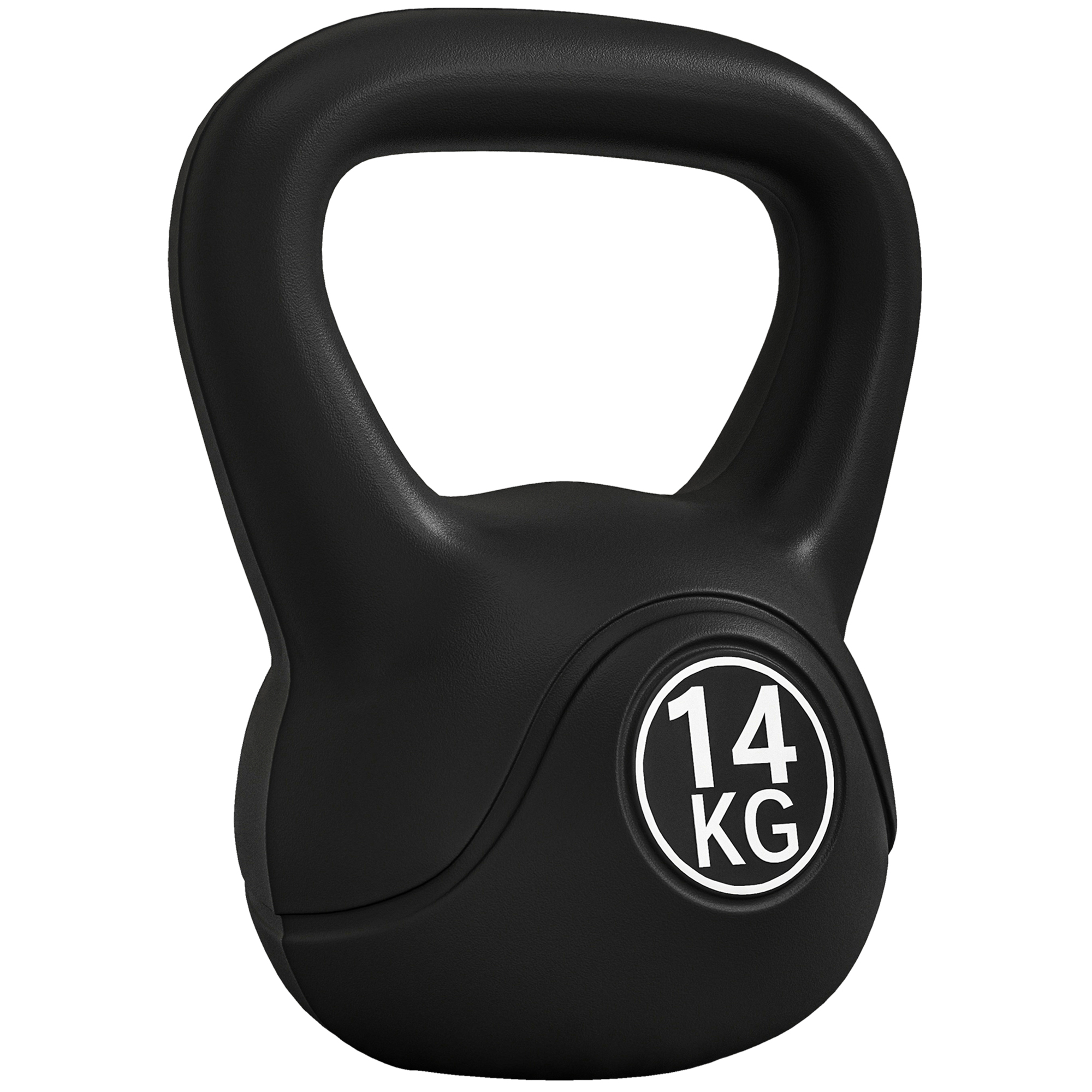 HOMCOM Kettlebell 14 kg, Hantel mit ergonomischem Griff, Kugelhantel, Krafttraining, Training, Fitness, schwarz   Aosom