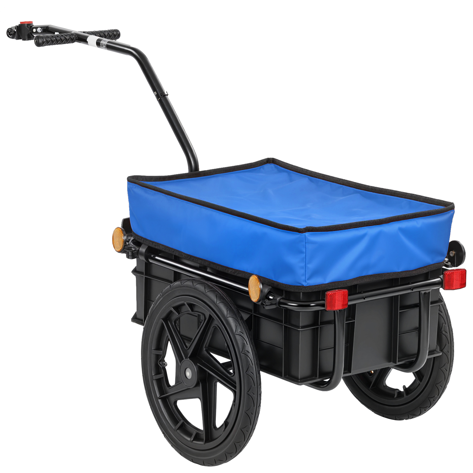 HOMCOM Fahrradanhänger für Gepäck, 40 kg, Handwagen mit wasserfester Oxford-Stoffabdeckung, Reflektoren, Stahlrahmen und Griffen, 144x59x80 cm, Blau   Aosom
