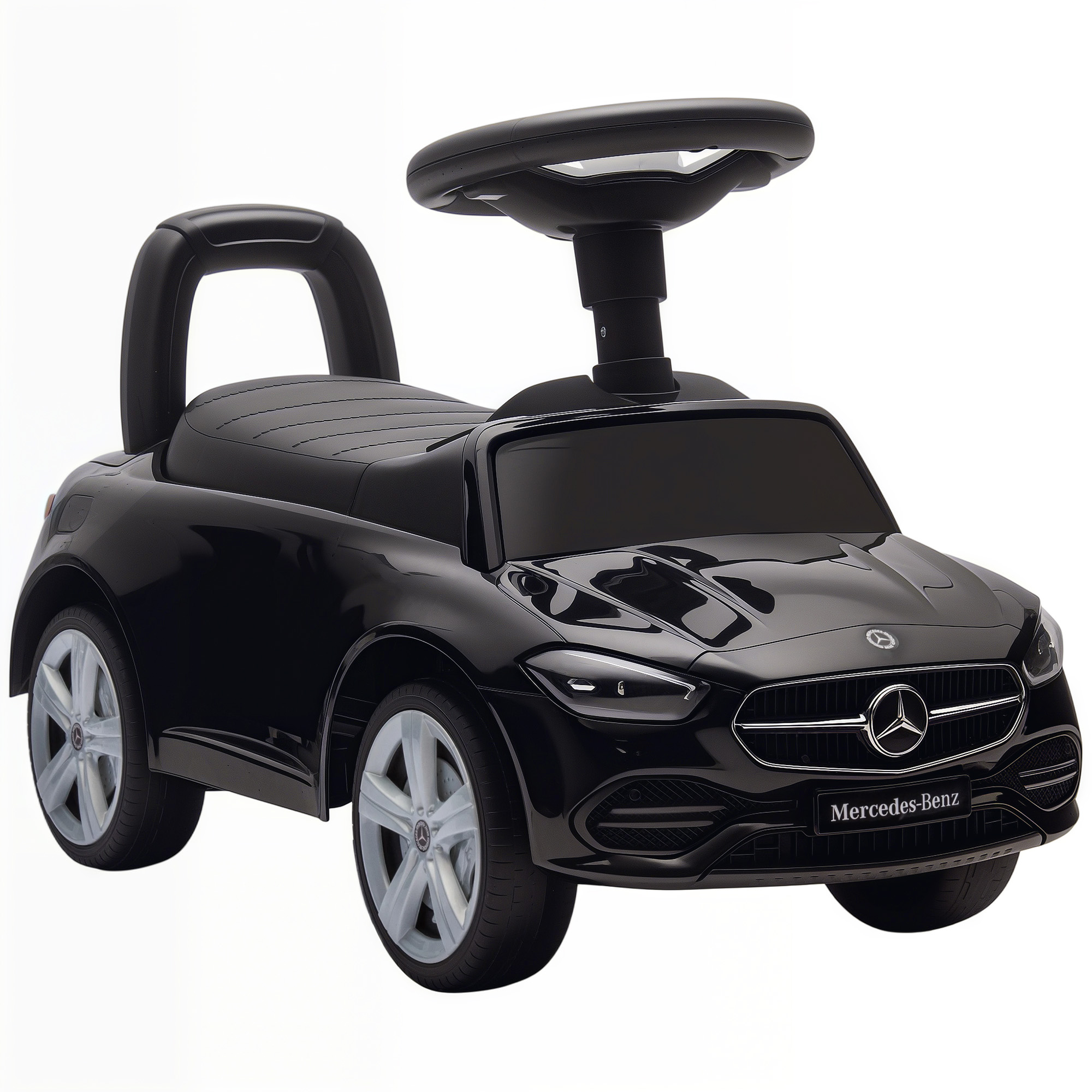AIYAPLAY Lauflernwagen für Kinder mit Mercedes‑Benz‑Lizenz, Hupe und Staufach, Kinderauto aus PP und Stahl, 65x28x39 cm, Schwarz   Aosom