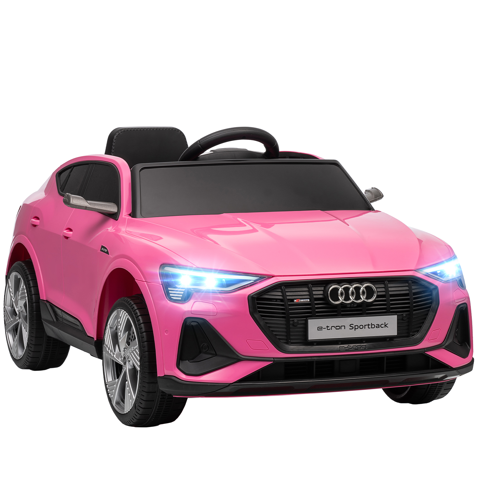 HOMCOM Elektro Kinderauto 12V Elektrofahrzeug Audi E-tron Elektroauto mit Fernbedienung, Sicherheitsgurt, Musik (MP3/USB/TF), Kinderfahrzeug für Kinder 3-5 Jahre, 3-5 km/h, Rosa   Aosom