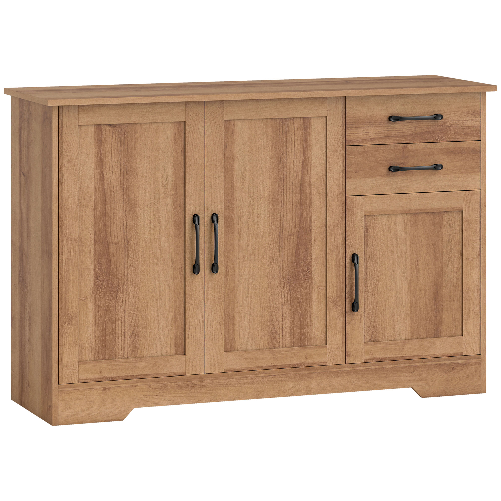 HOMCOM Küchenbuffet, Küchenmöbel mit 2 Schubladen, 2 Schränken, Buffet mit Soft-Close-Türen, verstellbare Einlegeböden, für Esszimmer Wohnzimmer, 120x38x79 cm, Rovere   Aosom