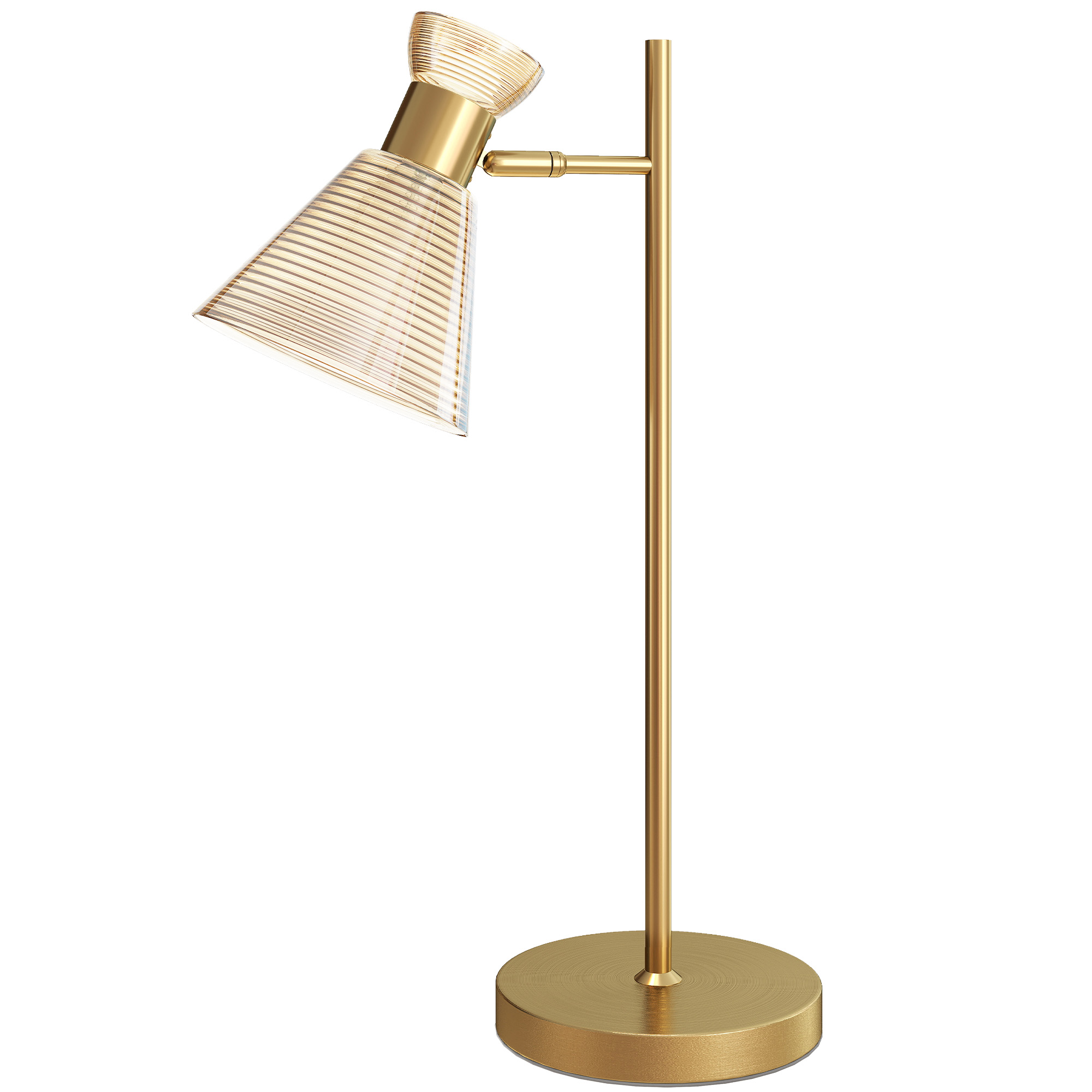 HOMCOM Moderne Tischlampe, verstellbarer bernsteinfarbener satinierten Glasschirm, E27-Fassung, Leuchtmittel nicht enthalten, für Wohnzimmer, Büro und Schlafzimmer, Gold Aosom