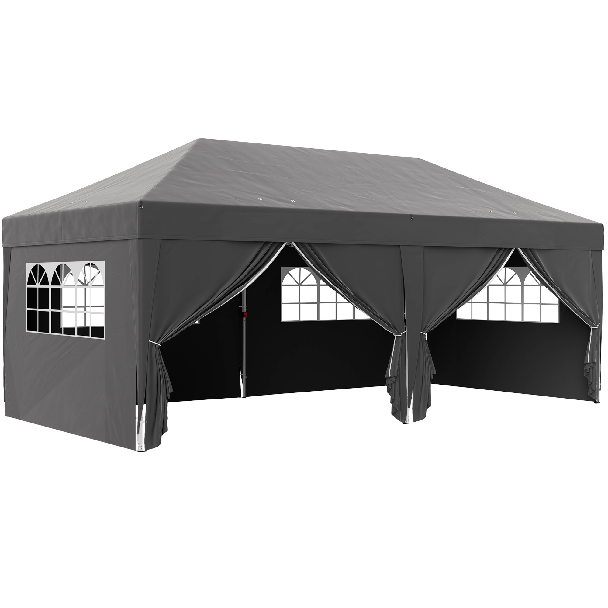 Outsunny Pavillon ca. 6x3m Stabil Winterfest Pop-up Faltpavillon mit Fenster Reißverschlusstür Seitenteilen UV Schutz, Faltbar Partyzelt Gartenzelt Gartenpavillon für Camping Garten Festival, Schwarz Aosom
