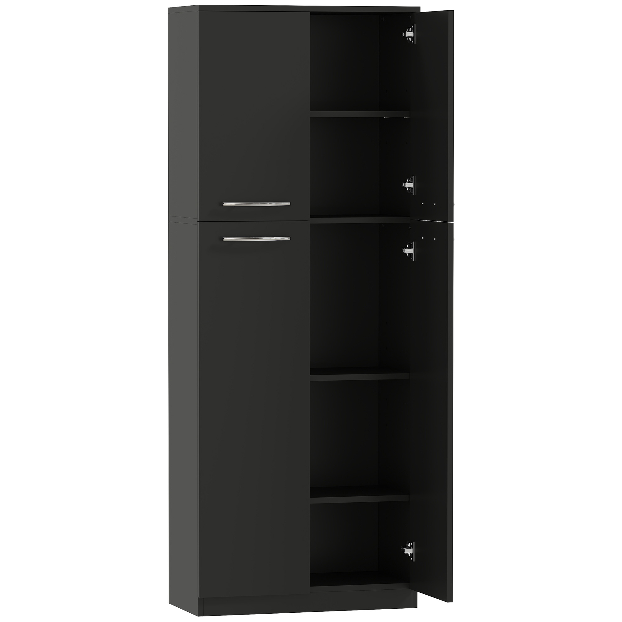 HOMCOM Küchenschrank, Vorratsschrank mit 2 Schränken, Küchenschrank mit verstellbaren Regalböden aus MDF, für Esszimmer, Wohnzimmer, 59x31x155 cm, Schwarz   Aosom