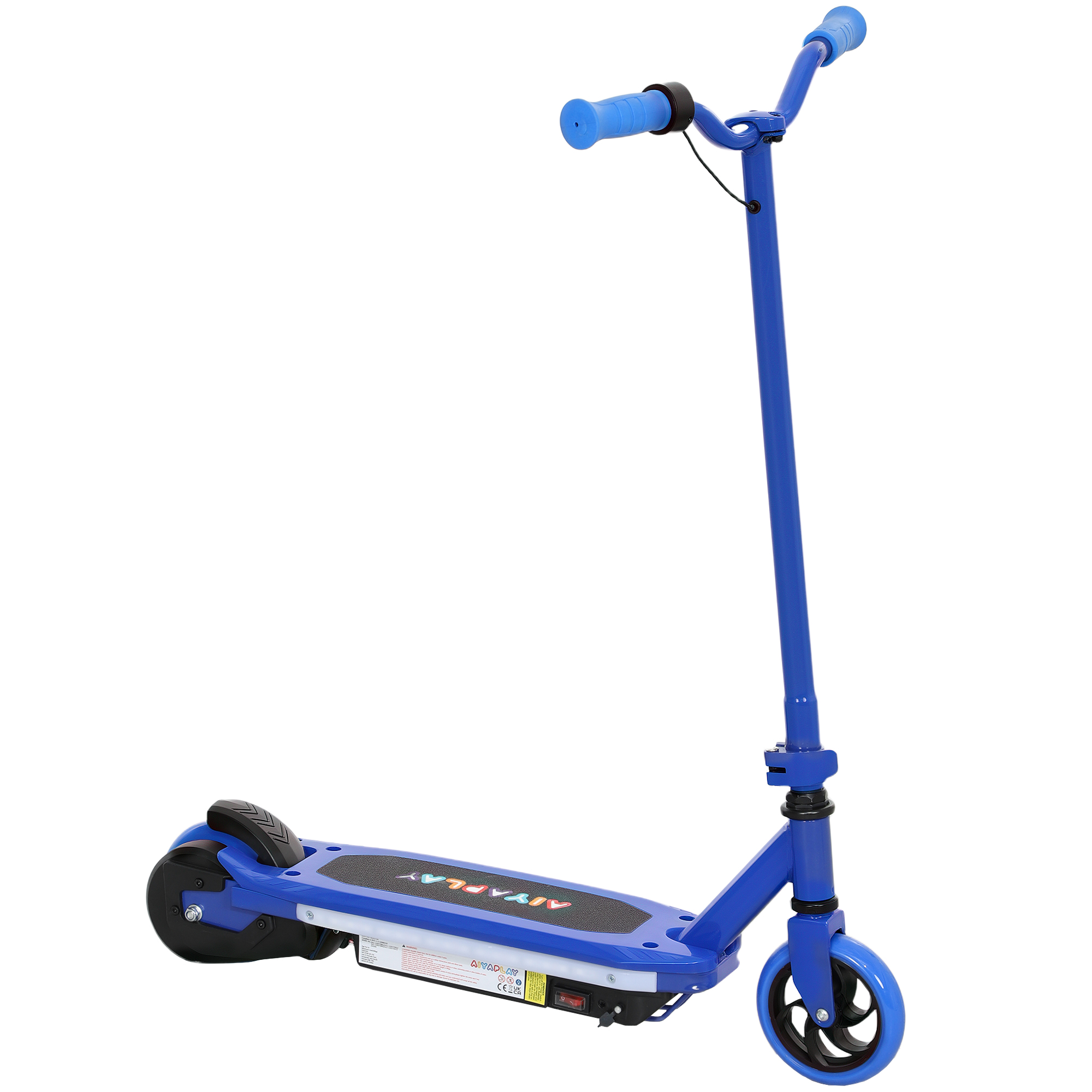 AIYAPLAY Elektroroller für Kinder 6–14 Jahre, max. 10 km/h, bunte LED-Leuchten, elektrische Bremse, 8 km Reichweite, blau Aosom