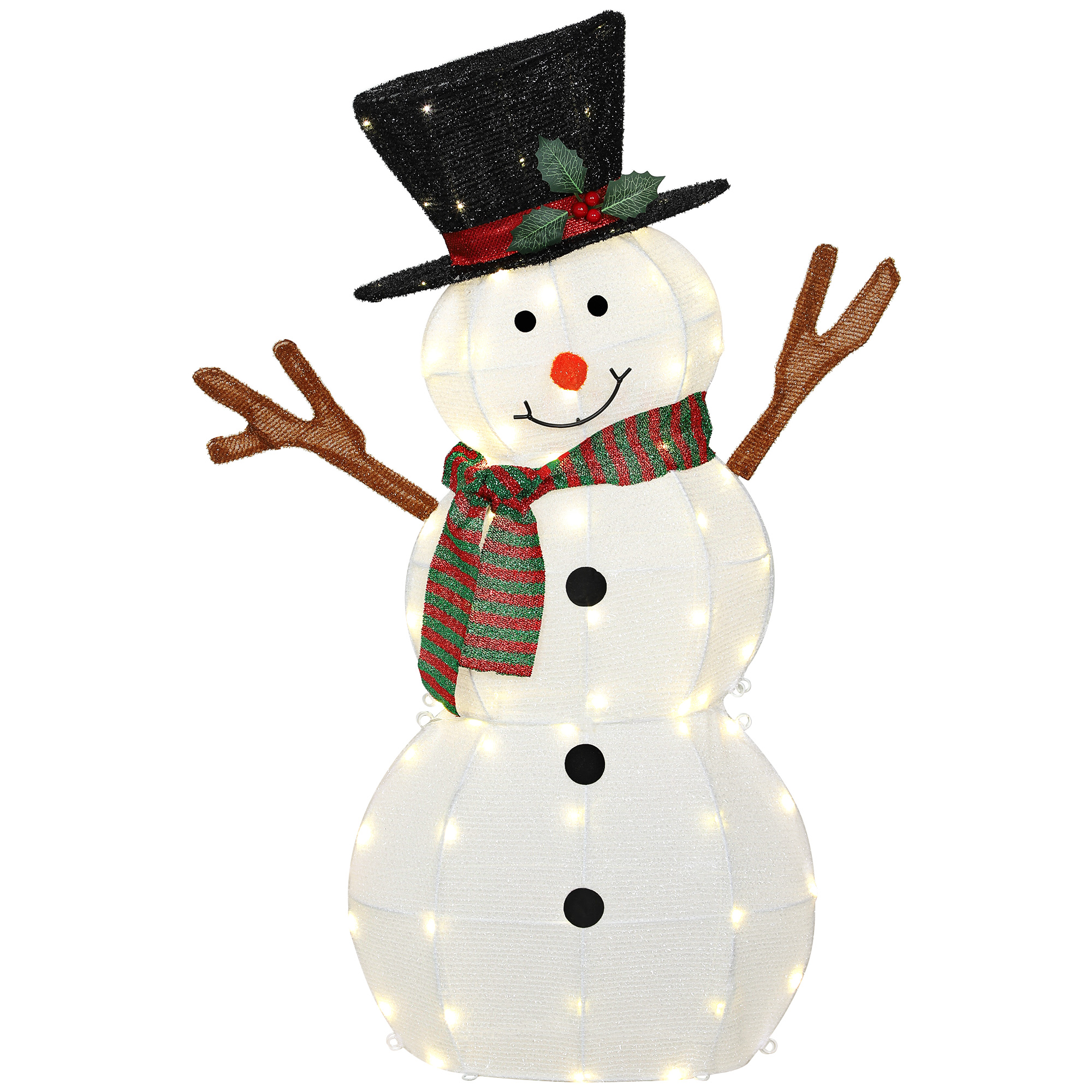 Outsunny LED Schneemann 108 cm Weihnachtsdeko mit Stahlrahmen und Spannbändern Weihnachtsdekoration, Weihnachtsfigur, Weihnachtsbeleuchtung für Indoor & Outdoor IP44   Aosom