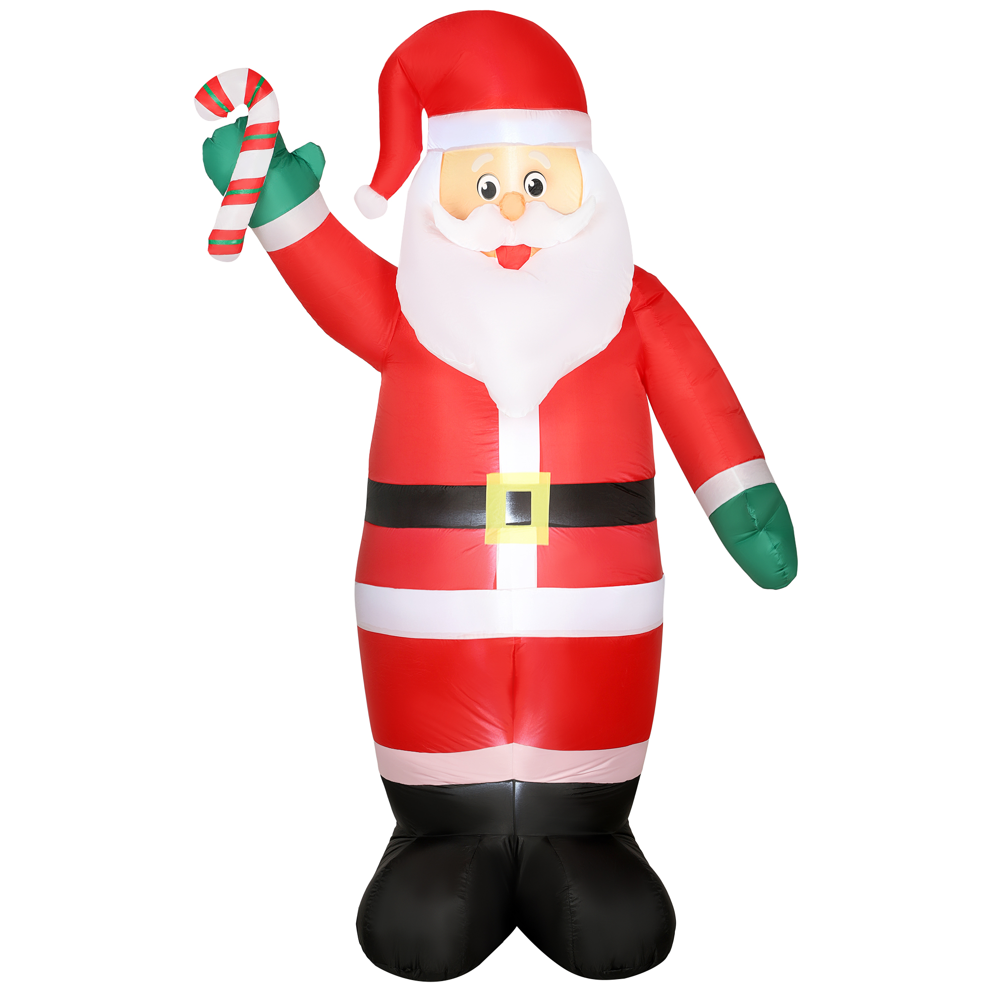 Outsunny Aufblasbarer Weihnachtsmann 240 cm, Weihnachtsmann mit Zuckerstange, LED-Lichter und elektrischem Gebläse, Weihnachtsdekoration für Außen- und Innenbereich, Mehrfarbig Aosom