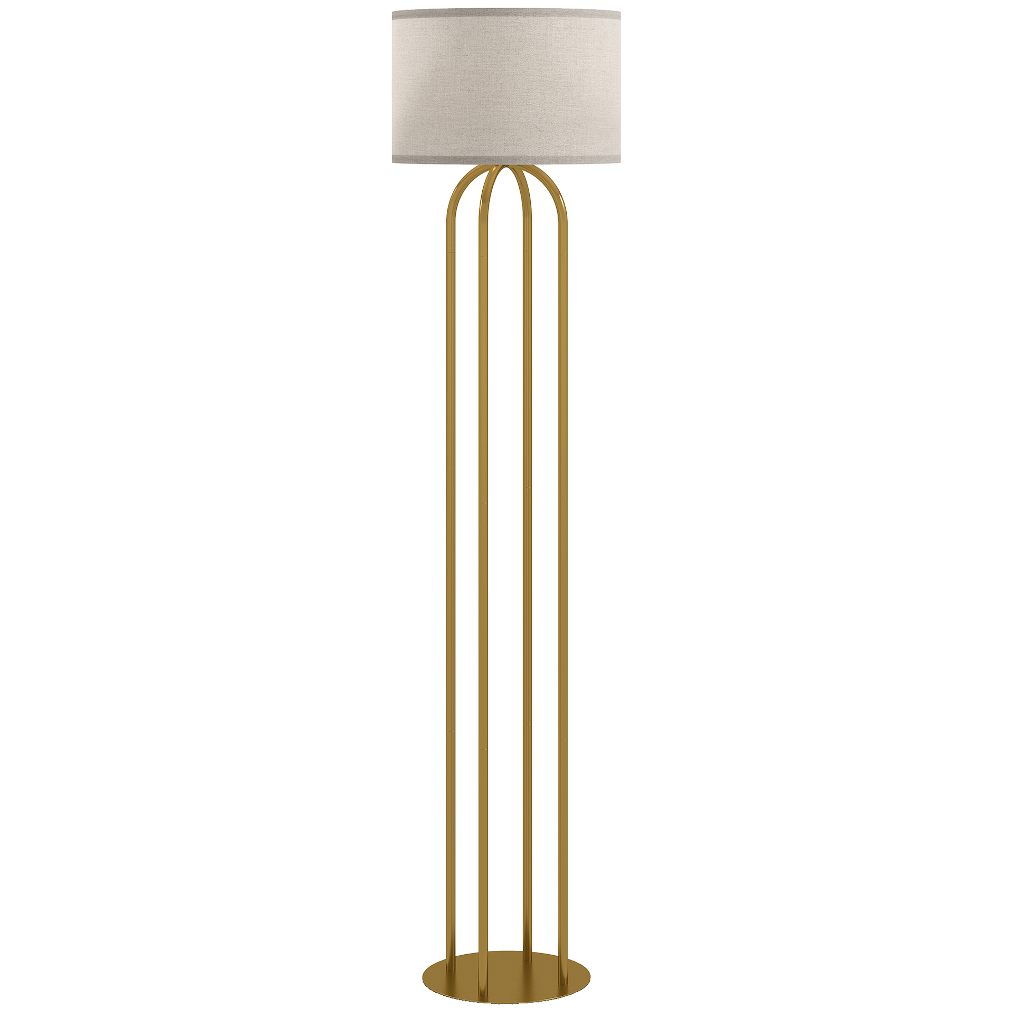 HOMCOM Wohnzimmer-Stehlampe, moderne Stehlampe mit Leinen-Lampenschirm und Fußschalter, E27-Sockel, Leuchtmittel nicht enthalten, für Wohnzimmer und Schlafzimmer, gold und beige Aosom