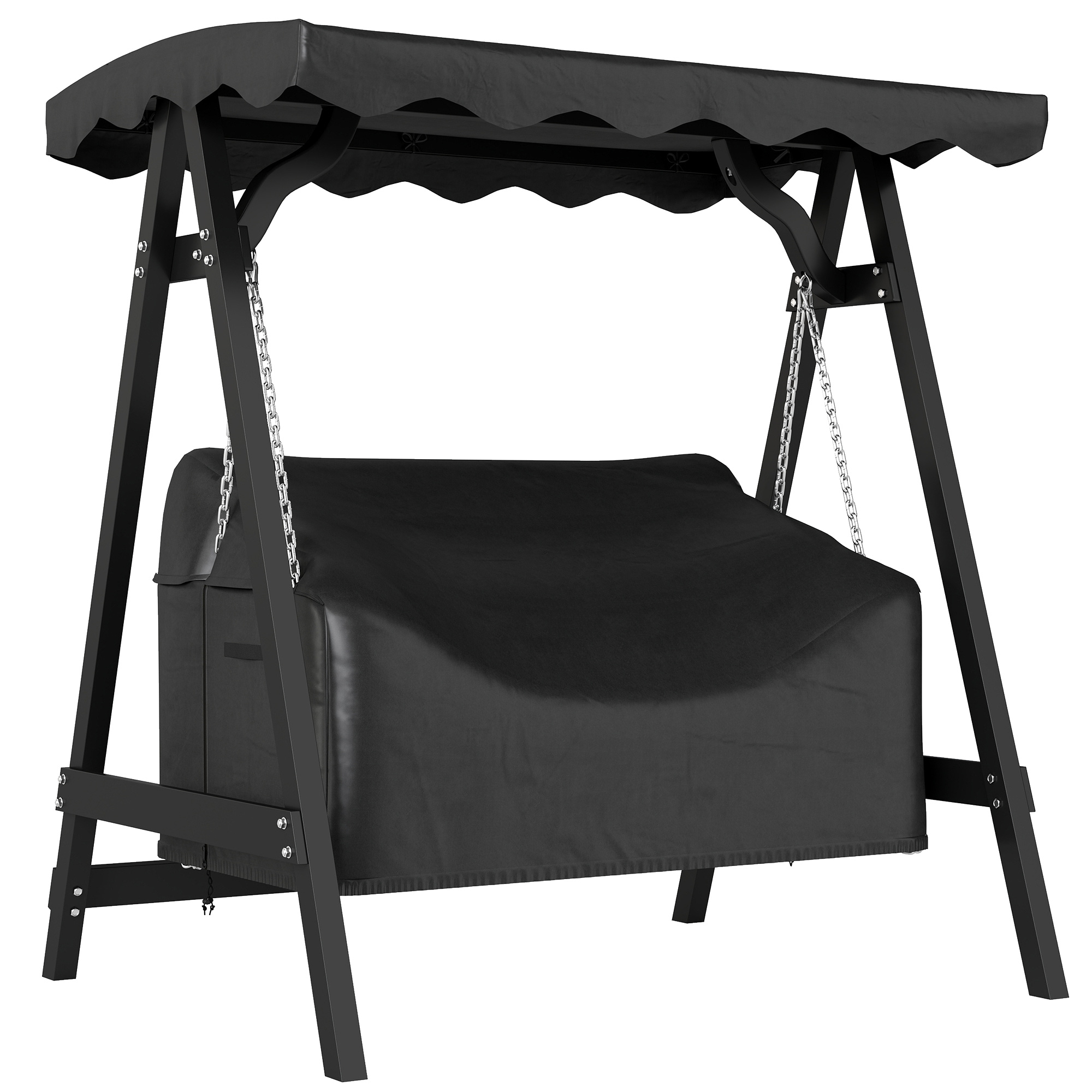 Outsunny Hollywoodschaukel Abdeckung 2 Sitzer, Wasserdicht Winddicht Schutzhülle für Gartenschaukel, UV-Beständig Abdeckplane für Hängesessel, Gartenmöbel, 142 x 76 x 81 cm Schwarz   Aosom