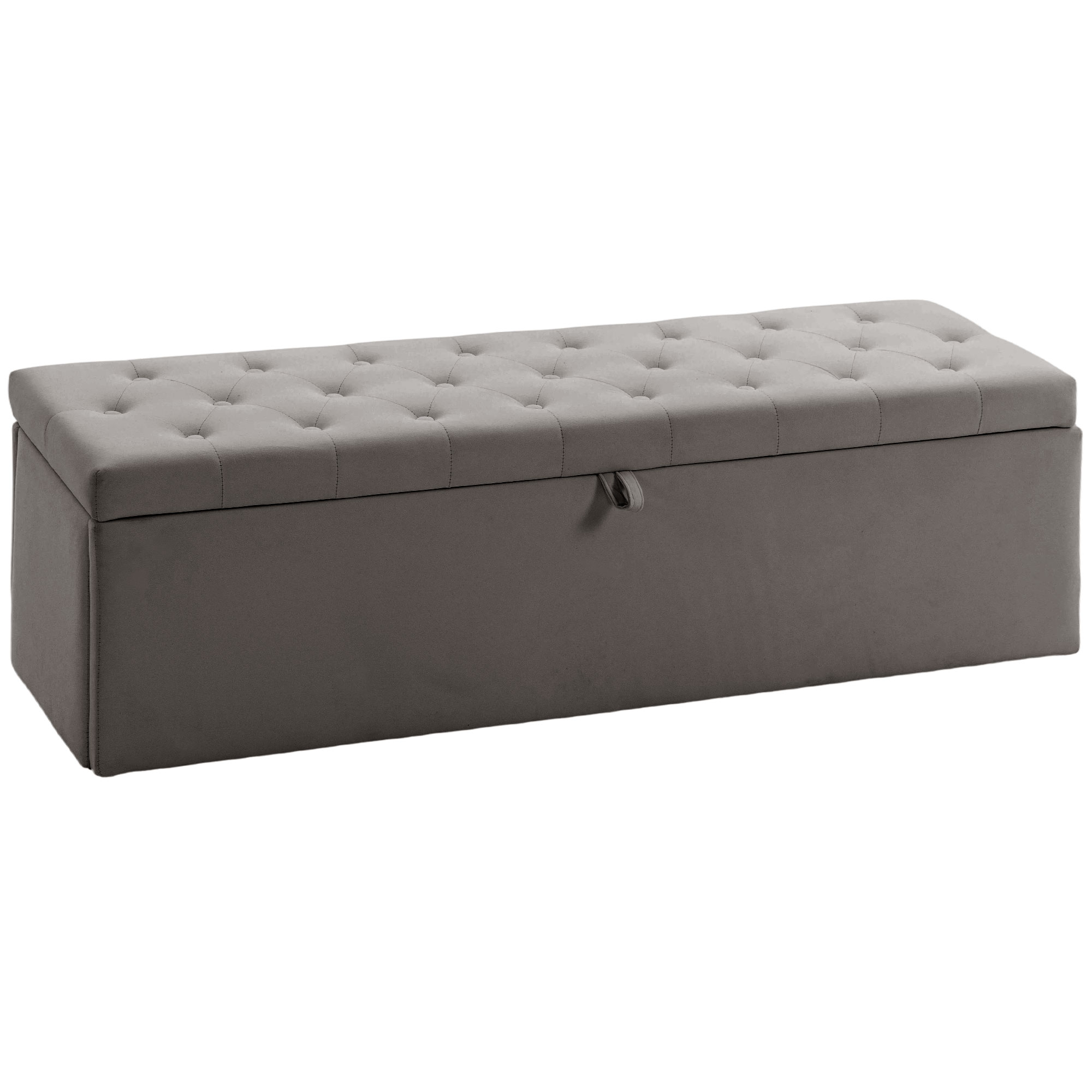 HOMCOM Sitzbank mit Stauraum, Aufbewahrungsbank 141 l, 137x41x42 cm, Bezogen mit Samt, Truhe, Belastbar bis 240 kg, Hocker für Wohnzimmer, Schlafzimmer, Flur, Grau   Aosom