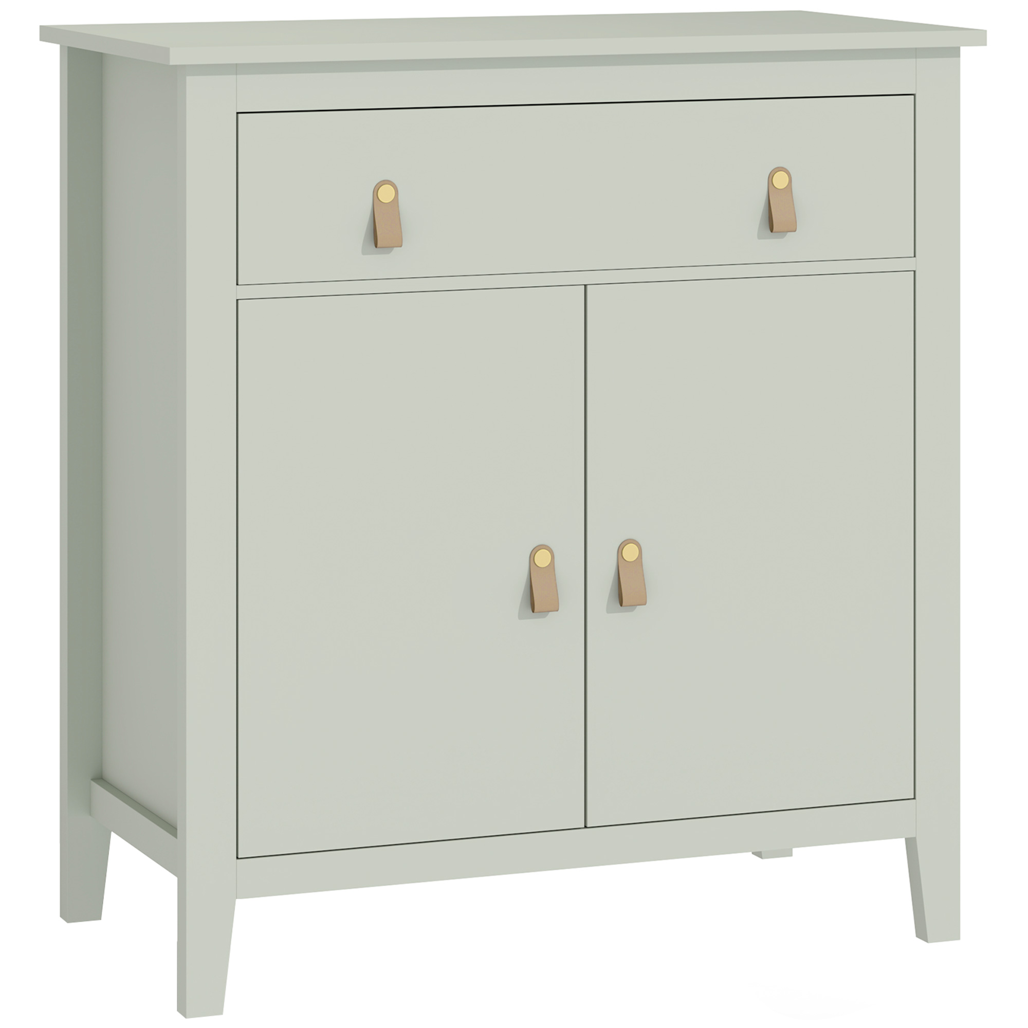 HOMCOM Sideboard, Aufbewahrungsmöbel mit Schublade, Doppeltür, verstellbares Fach, PU-Griffe, moderner Stil, Sideboard für Esszimmer und Küche, 80 x 40 x 90 cm, hellgrün   Aosom