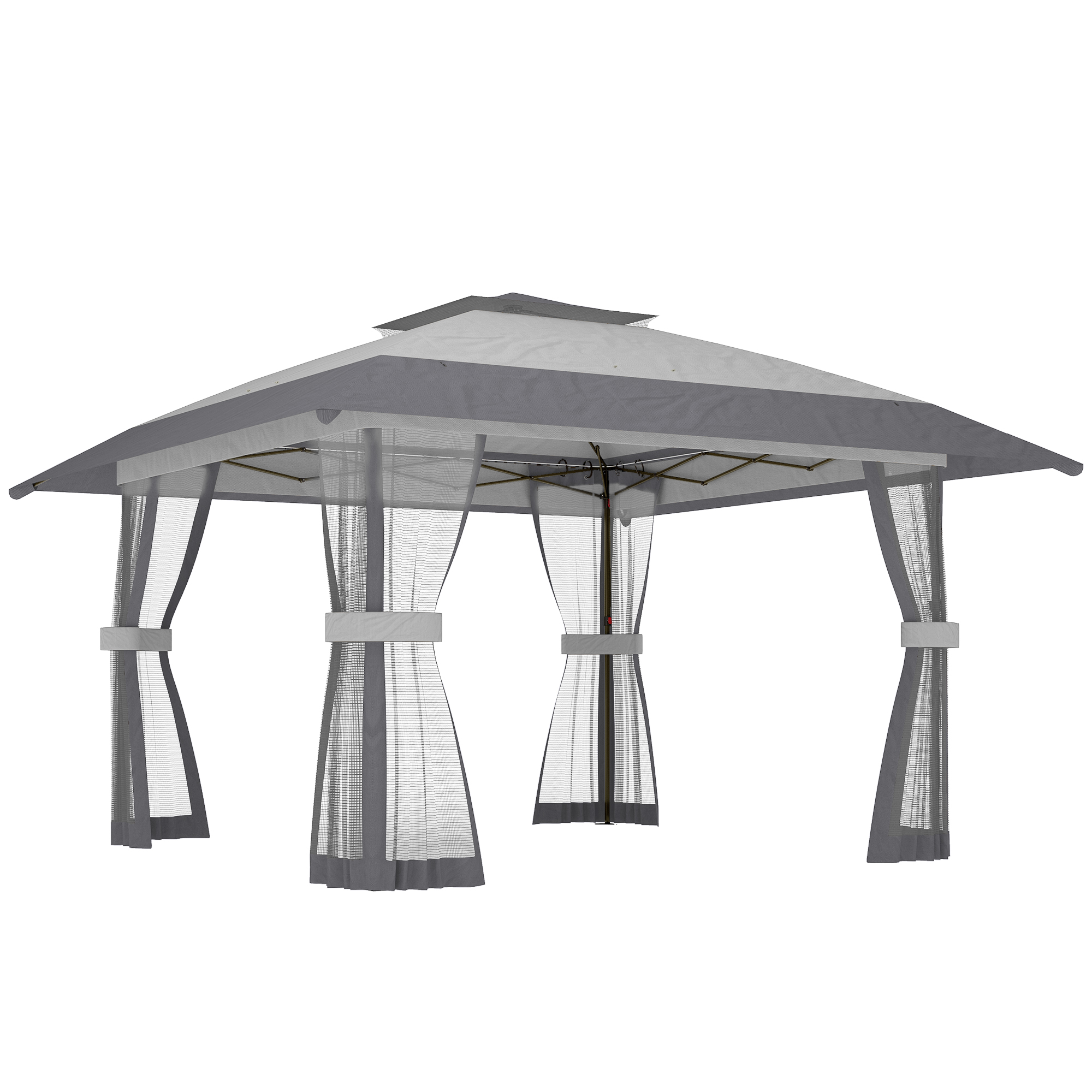 Outsunny Pavillon 4x4m Wasserdicht Höhenverstellbar Pop-up Faltpavillon mit Doppeldach 4 Netzseiten, UV 30+ Faltbar Partyzelt Gartenzelt mit Tasche Sandsäcke Gartenpavillon für Garten Festival Aosom