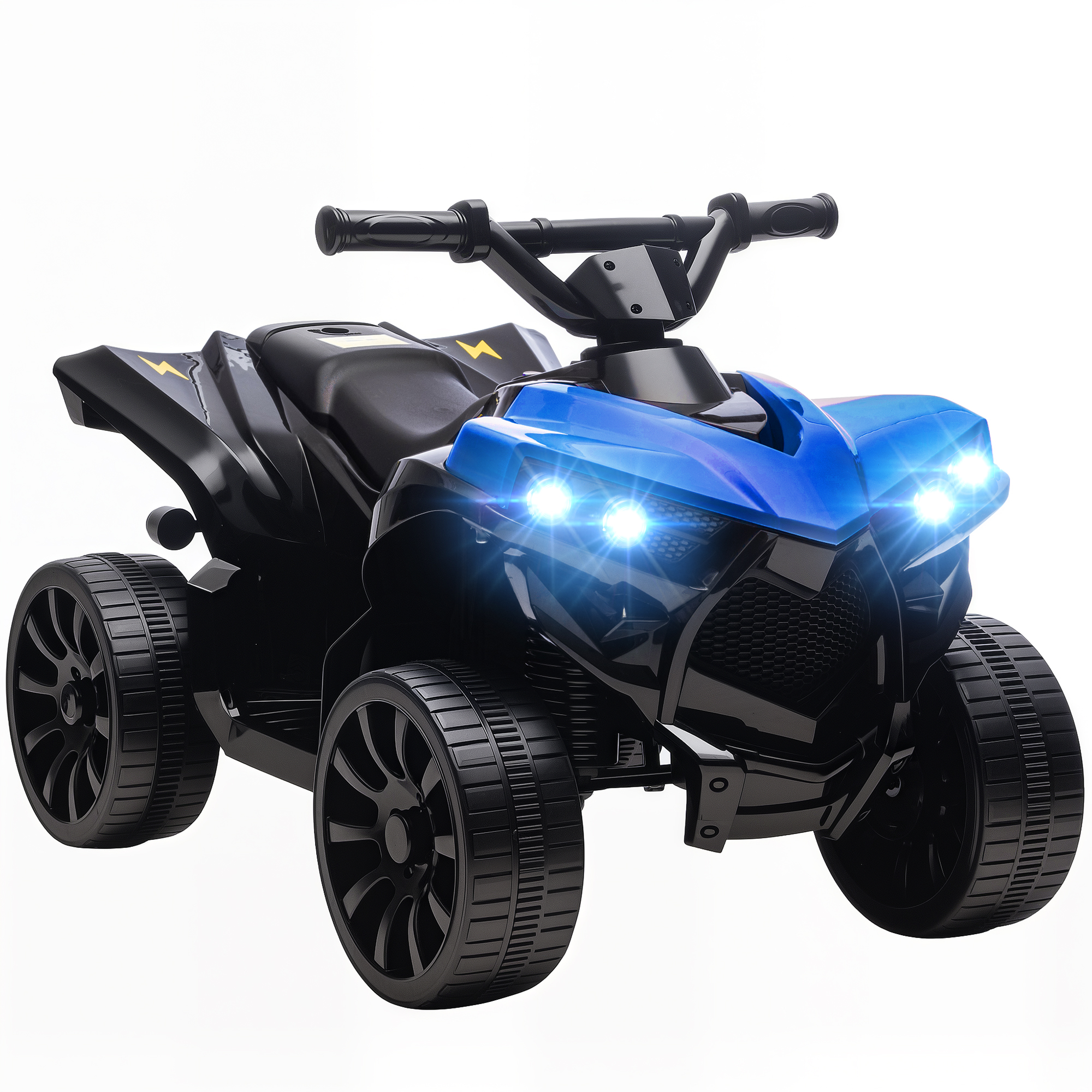 AIYAPLAY Kinder Quad Elektro 6V Kinderquad mit Vorwärts-, Rückwärtsfunktion, Musik, LED-Scheinwerfer, Kinderfahrzeug Elektro-Quad für Kinder von 37-72 Monaten Blau   Aosom