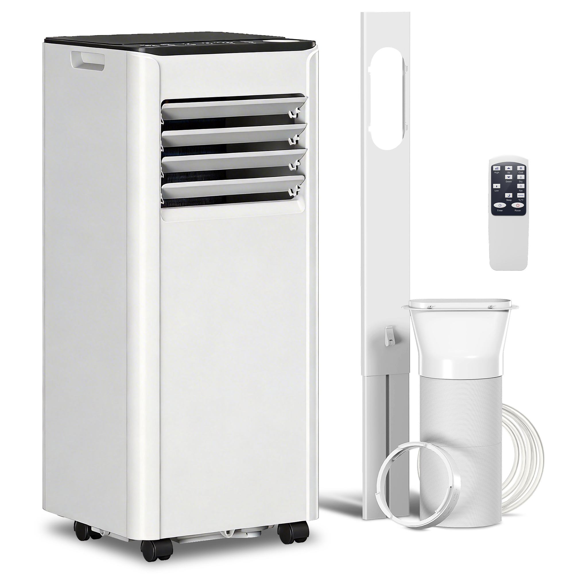 HOMCOM Tragbares Klimagerät 7000BTU 2kW 4 in 1 Kühlen, Entfeuchten, Ventilator, Sleep-Mode, WiFi, Alexa/Google Sprachsteuerung, Fernbedienung, Touch, LED-Display, Klasse A, 24H Timer für 26m²   Aosom