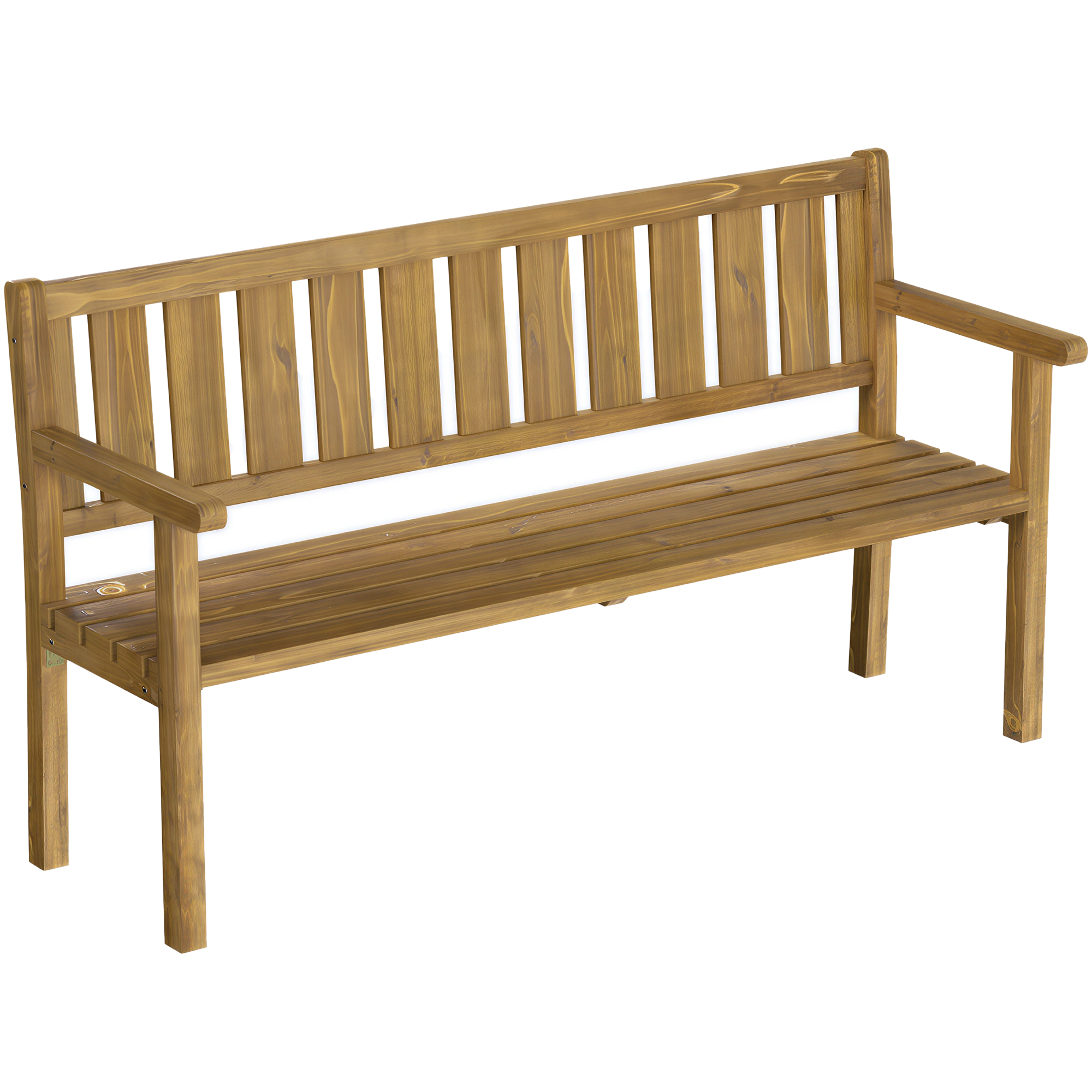 Outsunny Gartenbank 3-Sitzer Wetterfest Holzbank mit Rückenlehne Armlehnen, Holz Sitzbank 360 kg belastbar Balkonbank für 3 Personen, Garten Bank für Garten Balkon Terrasse 167 x 57 x 93 cm Teak   Aosom