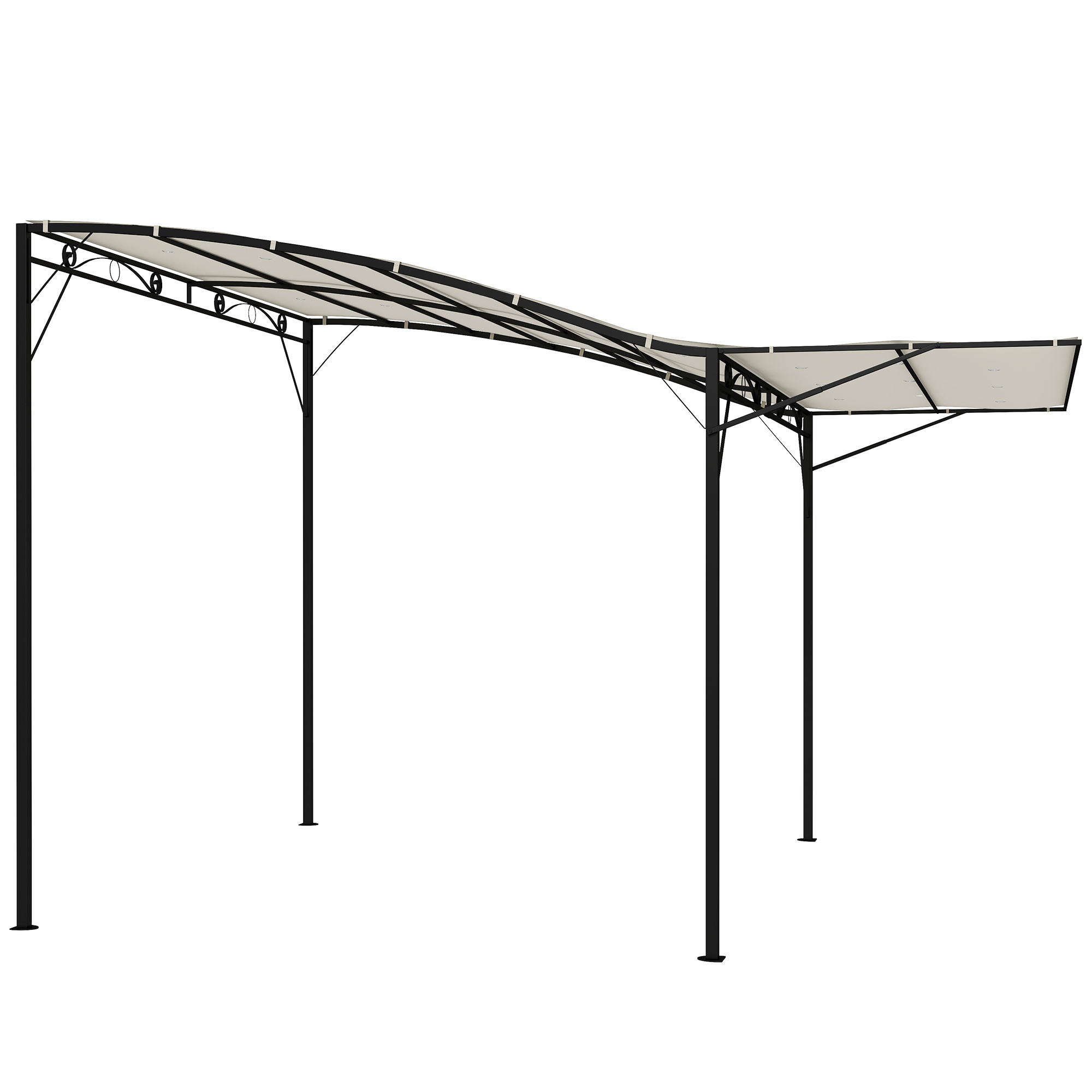Outsunny Pergola Pavillon 3x2,5m Stahl Wasserabweisend Sonnenschutz mit verstellbares Dach Wandmontage Gartenpavillon freistehend Terrassenüberdachung Überdachung für Garten Balkon Cremeweiß   Aosom
