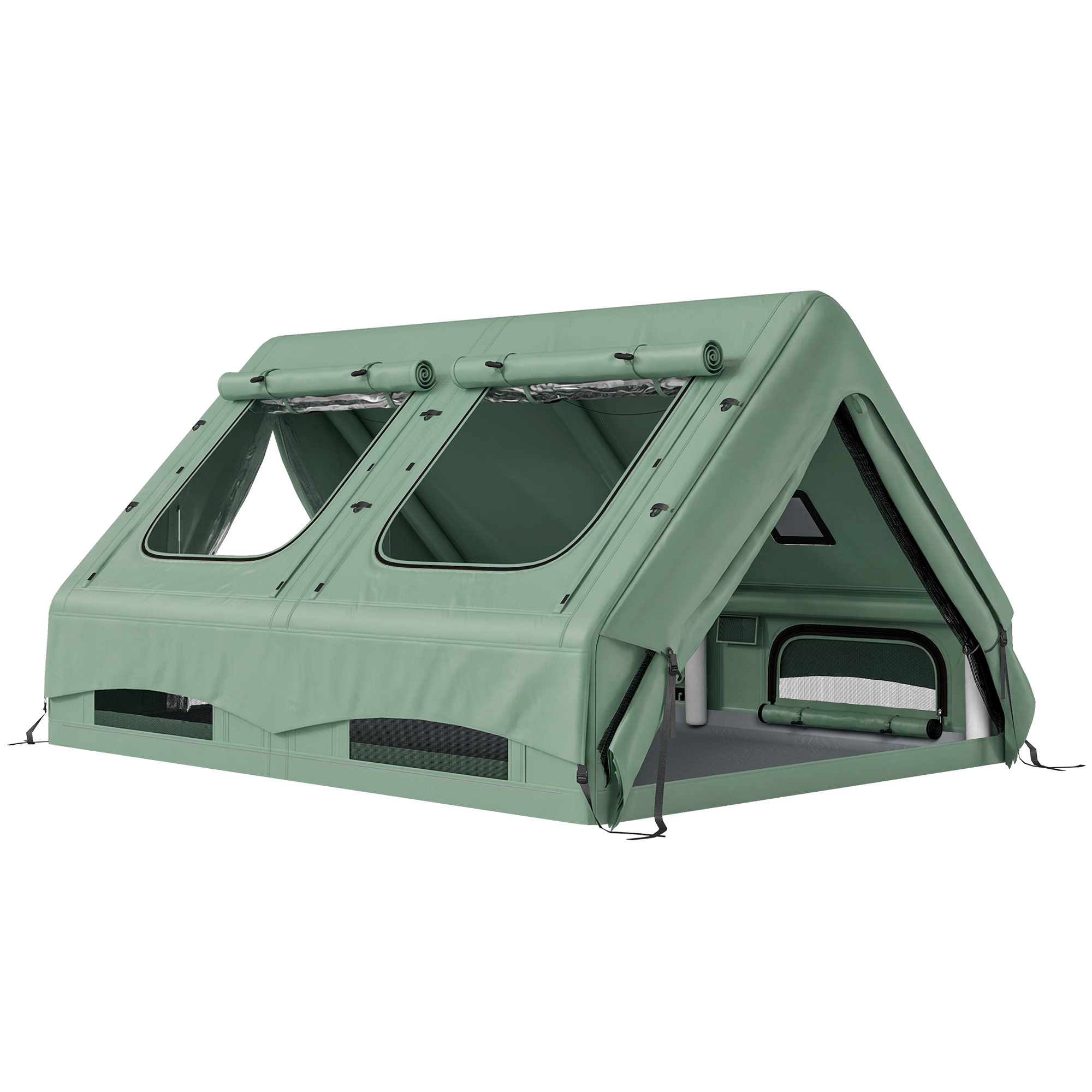 Outsunny Aufblasbares Zelt 8-10 Personen Schneller Aufbau 4-Jahreszeiten Wasserdicht Kratzfest Outdoor Zelt mit Kaminöffnung Dachfenster Kabelanschluss Bodenplane Haken, Air Glamping Zelte Oxfordstoff Aosom