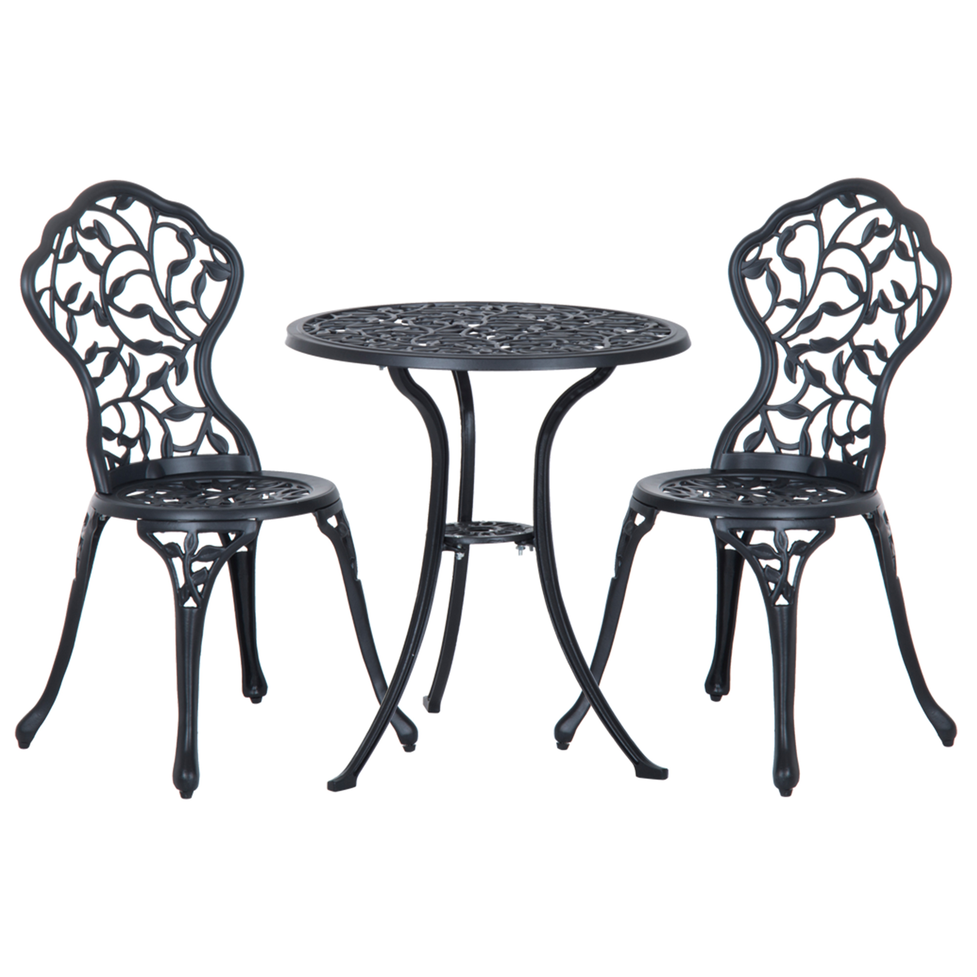 Outsunny Bistroset für 2 Personen Balkonmöbel Set mit Bistrotisch & 2 Stühlen, Schwarz, ideal für Garten & Terrasse   Aosom.de