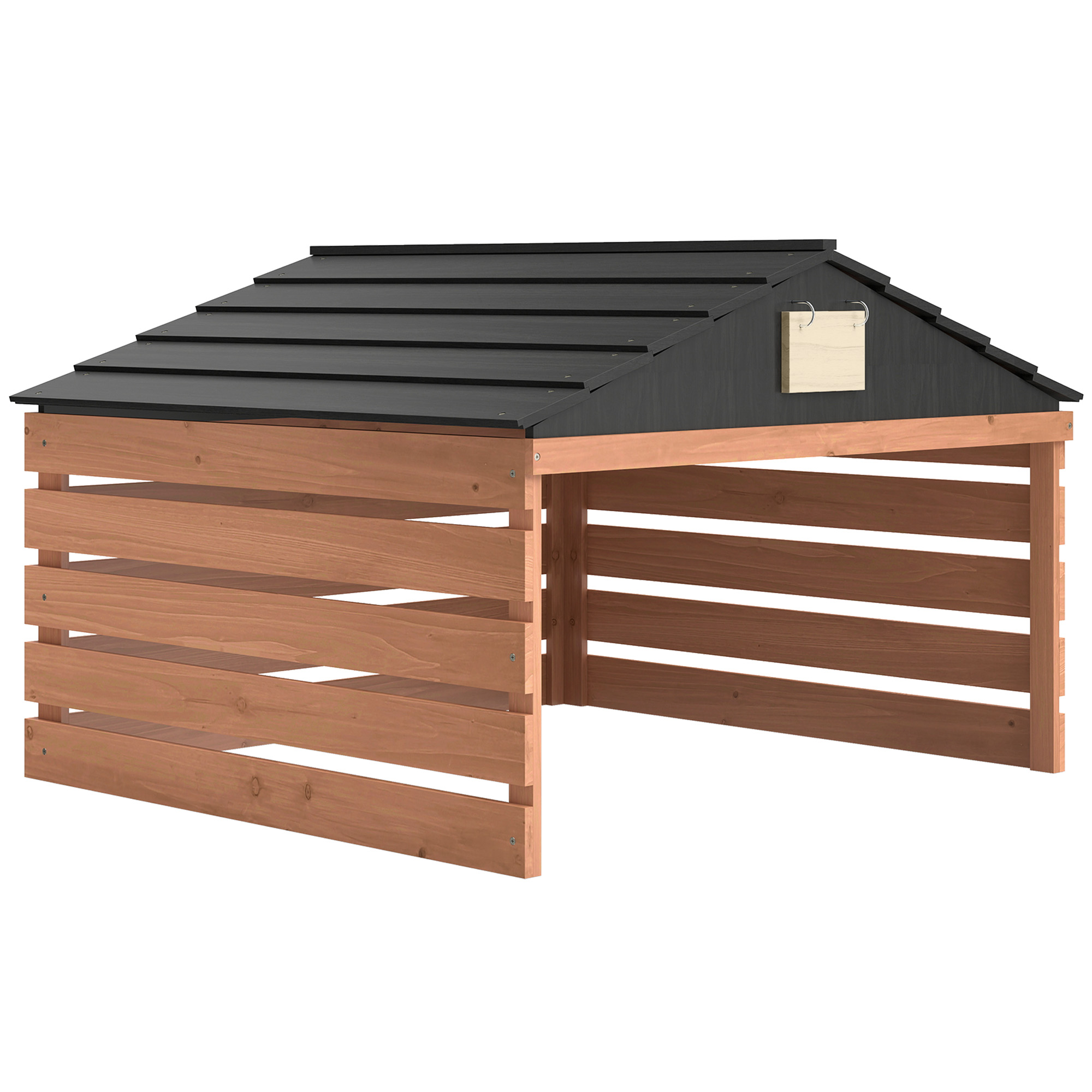 Outsunny Mähroboter Garage aus Holz Überdachung mit Satteldach wetterfest Garage für Rasenmäher Unterstand Rasenroboter Carport, 79 x 74 x 54 cm Rotbraun   Aosom