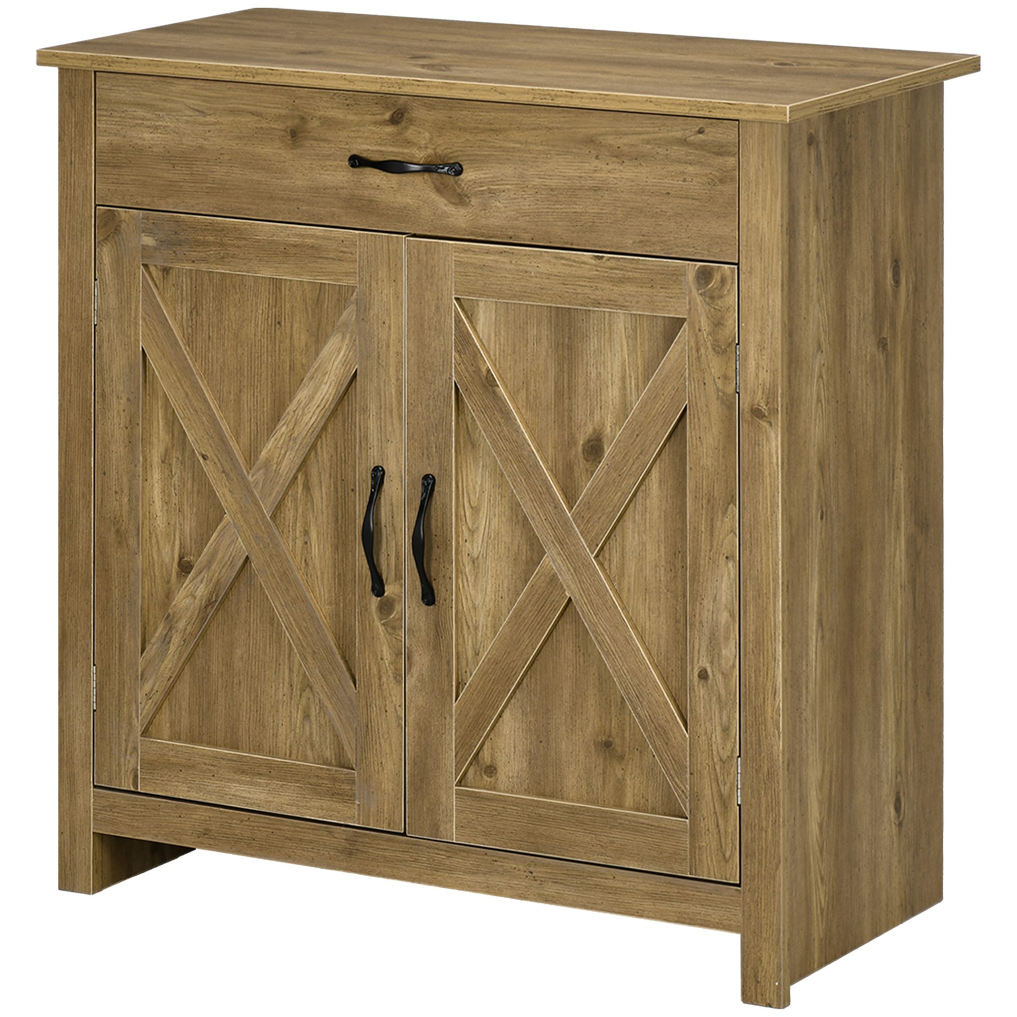 HOMCOM Küchenschrank, 2-türig mit verstellbaren Einlegeböden und Schublade, Landhausstil, Buffet/Sideboard für Wohnzimmer und Esszimmer, 80x39.7x80cm, Holzoptik Aosom