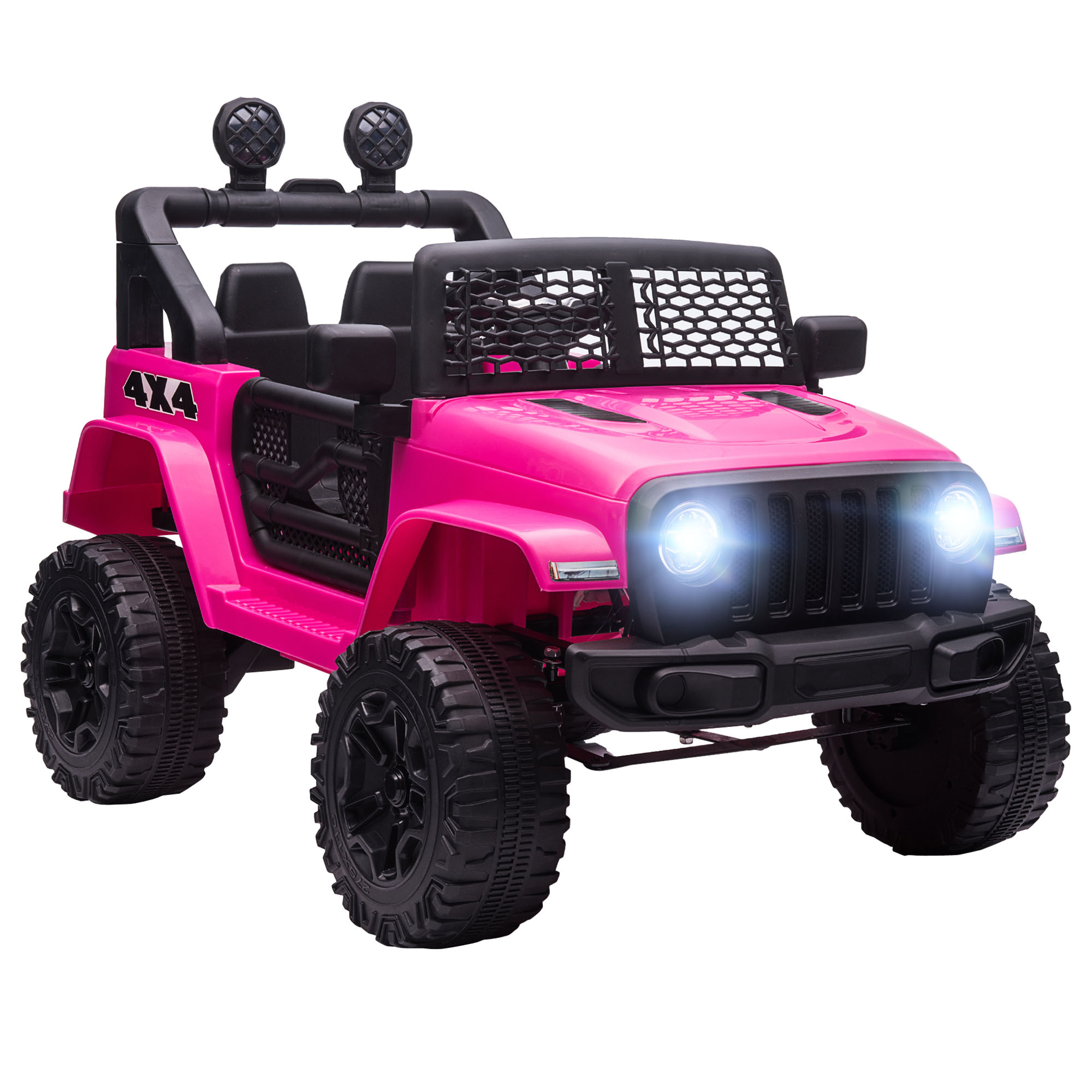 HOMCOM Kinder Elektroauto 12V Elektroauto für Kinder mit 2,4G Fernbedienung 2 x 35W Motor Elektro Kinderauto mit LED Hupe Sicherheitsgurt Stoßdämpfer Kinderfahrzeug für Kinder von 3-6 Jahren Rosa Aosom