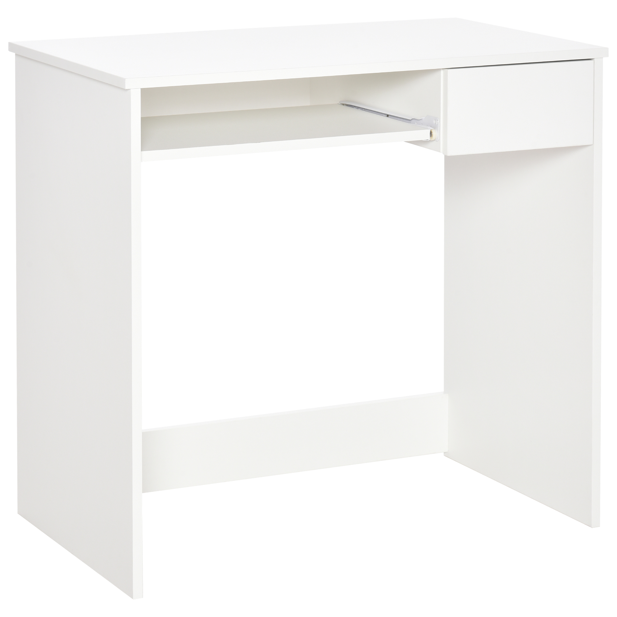 HOMCOM Büroschreibtisch, 80x45x75 cm platzsparender Schreibtisch mit Tastaturauszug, Schubfach für Dokumente, Computertisch für Zuhause, Büro, Weiß Aosom