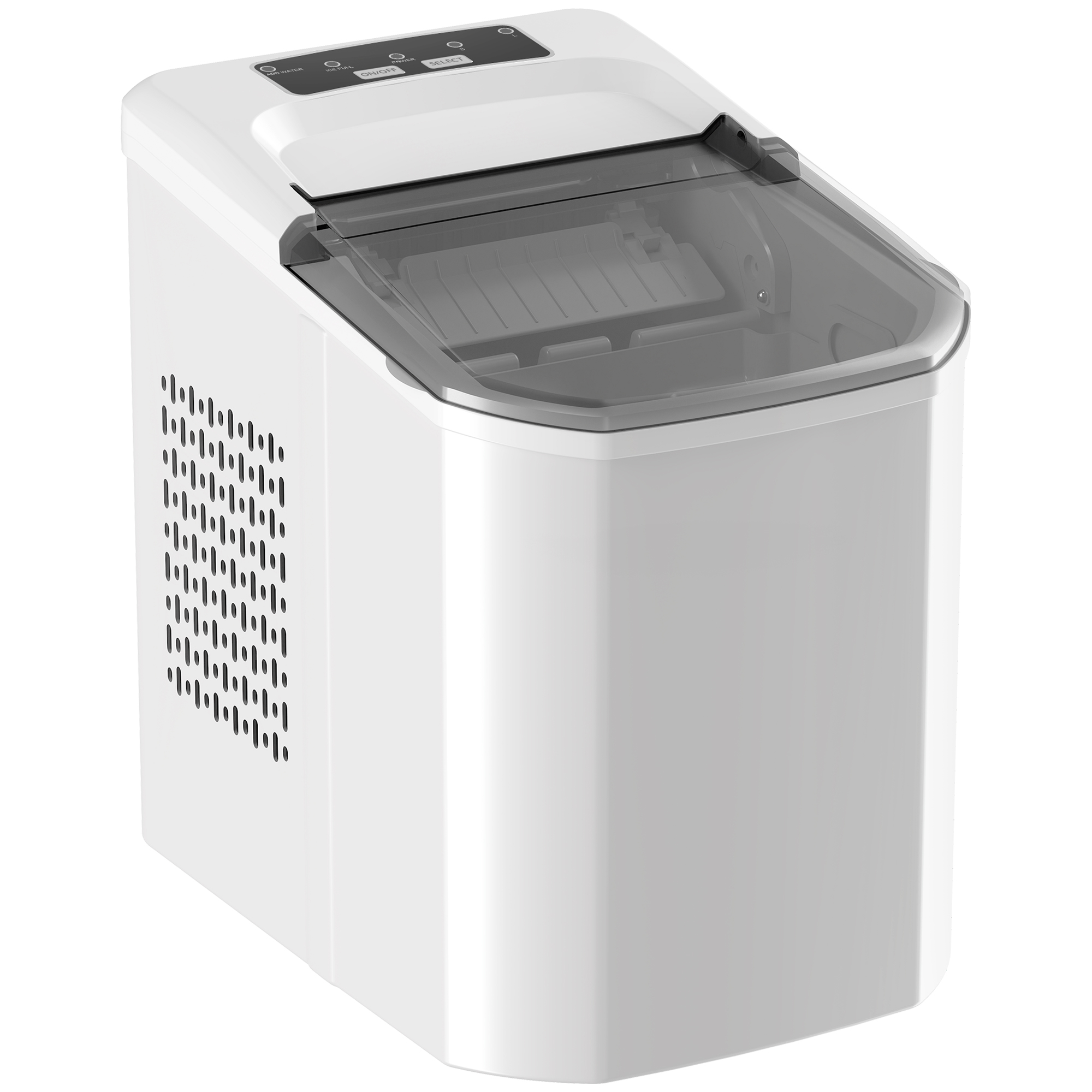 HOMCOM Eismaschine, selbstreinigende Eismaschine, 12 kg/24H, 9 Eiswürfel in 7 Minuten, 2 Eisgrößen, 1,5L Wassertank, für Zuhause, Küche, Büro, Bar, Weiß   Aosom