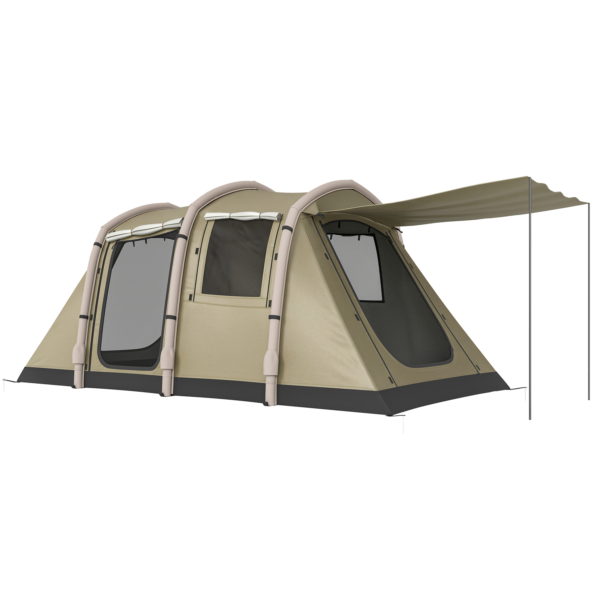 Outsunny Aufblasbares Zelt 2-4 Personen Schneller Aufbau Outdoor Zelt für Camping mit Luftpumpe Mesh Fenster fluoreszierend Heringen Vordach Bodenplane, Air Glamping Zelte aus Wasserdicht Oxford-Stoff   Aosom